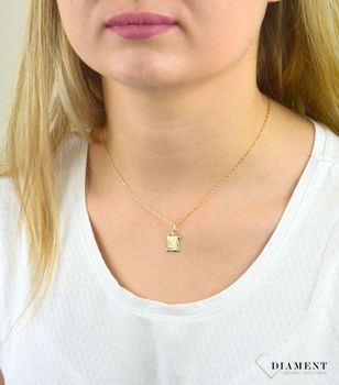 Złota zawieszka nieśmiertelnik 'Papirus' DIA-ZAW-5251-585. Forma papirusu idealnie sprawdzi się do graweru. Złoto próba 585. Oryginalna zawieszka doskonała na prezent dla kobiety kochającej  (1).JPG