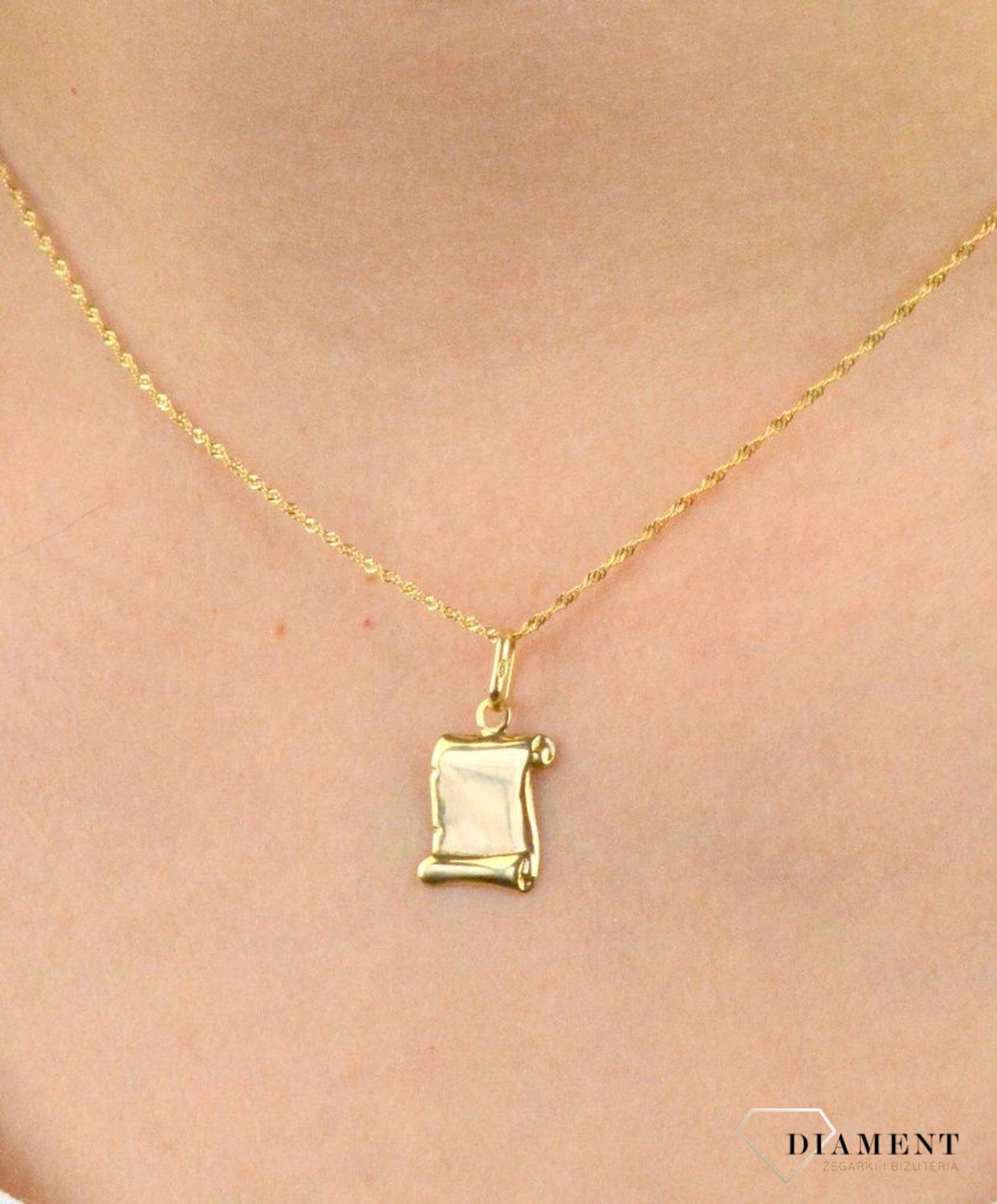 Złota zawieszka nieśmiertelnik 'Papirus' DIA-ZAW-5251-585.jpg