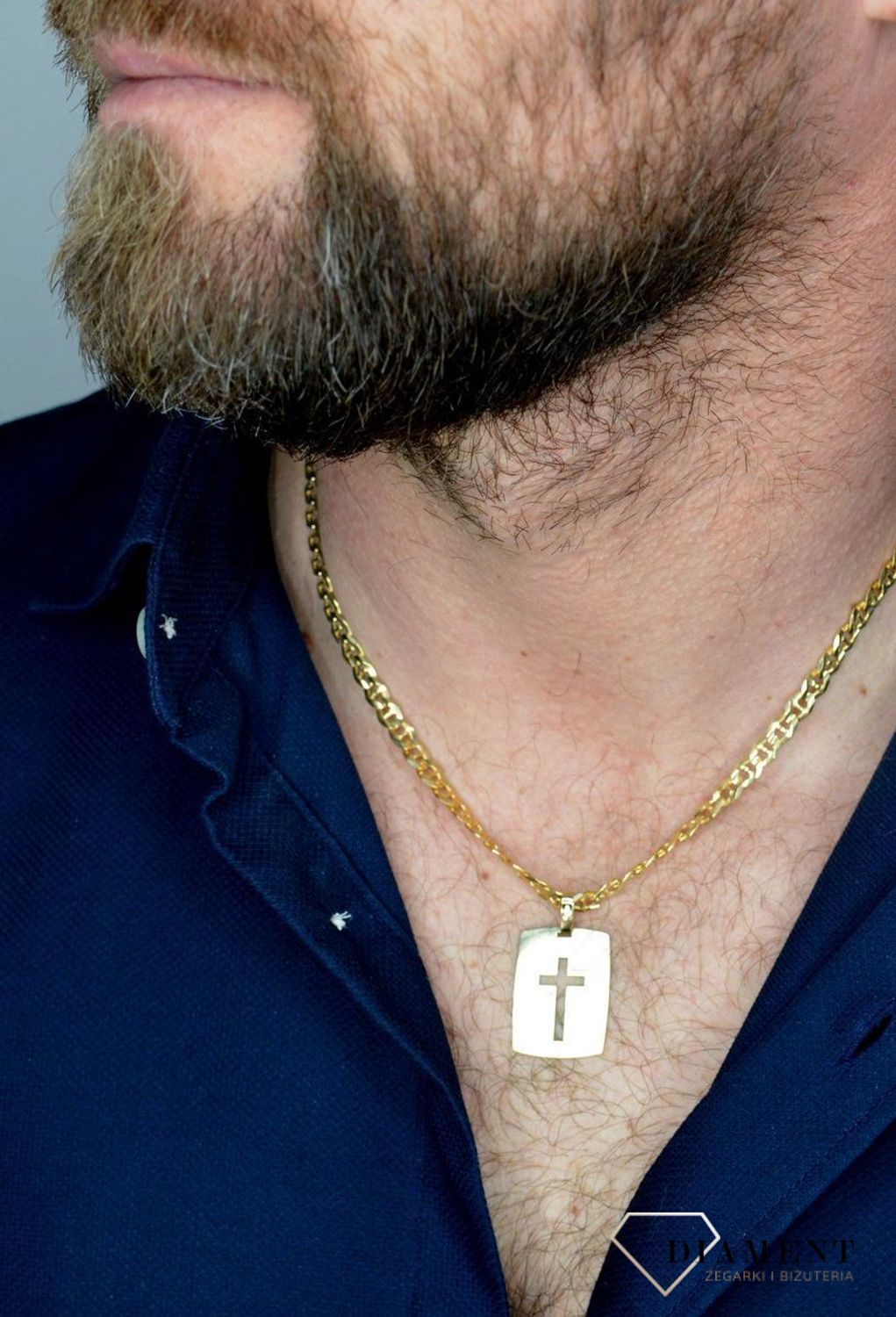 Złota zawieszka blaszka z krzyżem  DIA-ZAW-5254-585.jpg