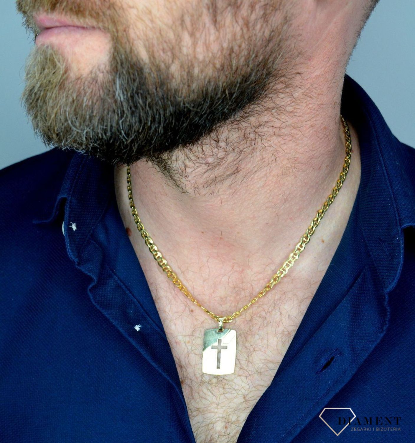 Złota zawieszka blaszka z krzyżem  DIA-ZAW-5254-585.jpg