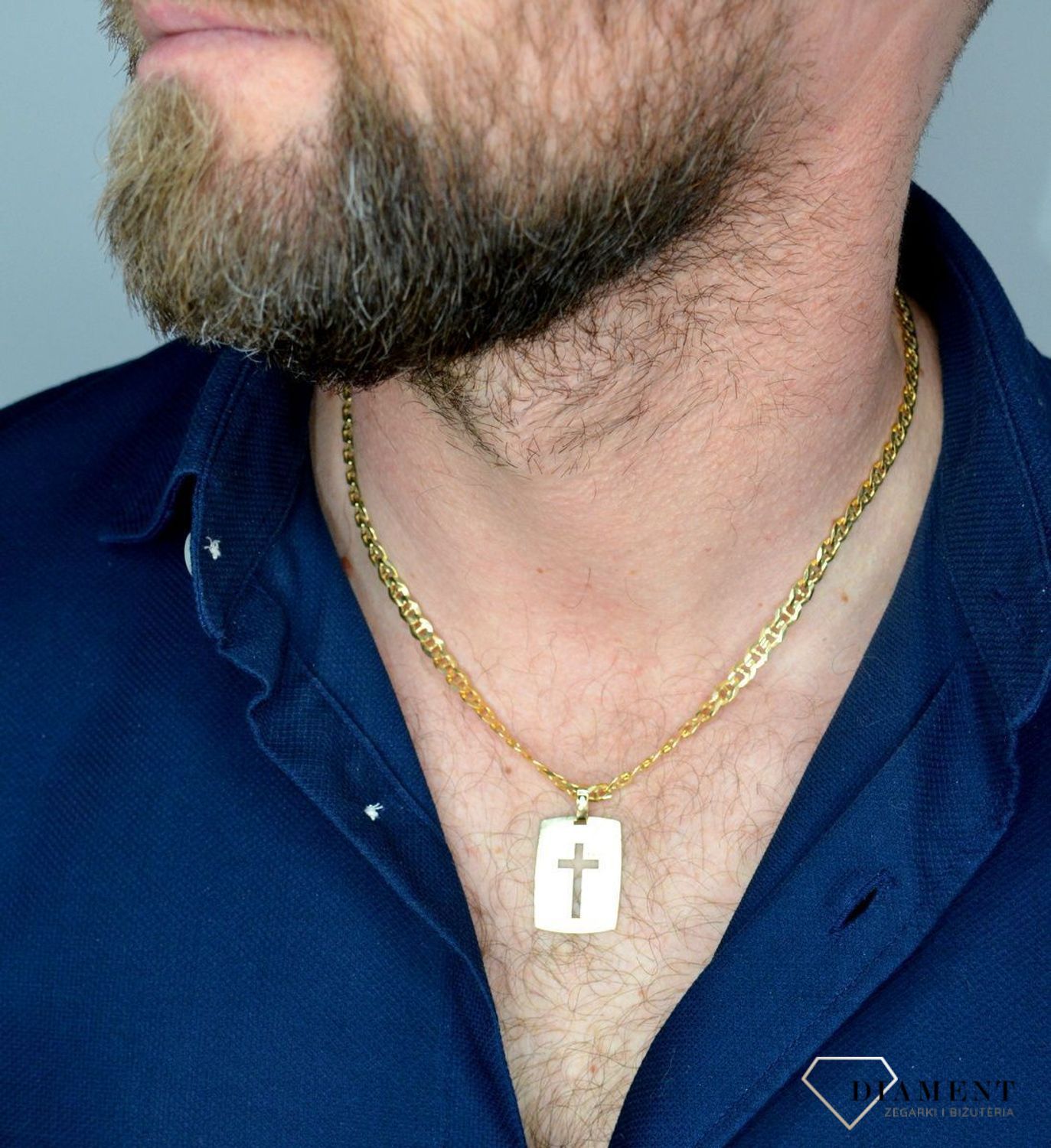 Złota zawieszka blaszka z krzyżem  DIA-ZAW-5254-585.jpg