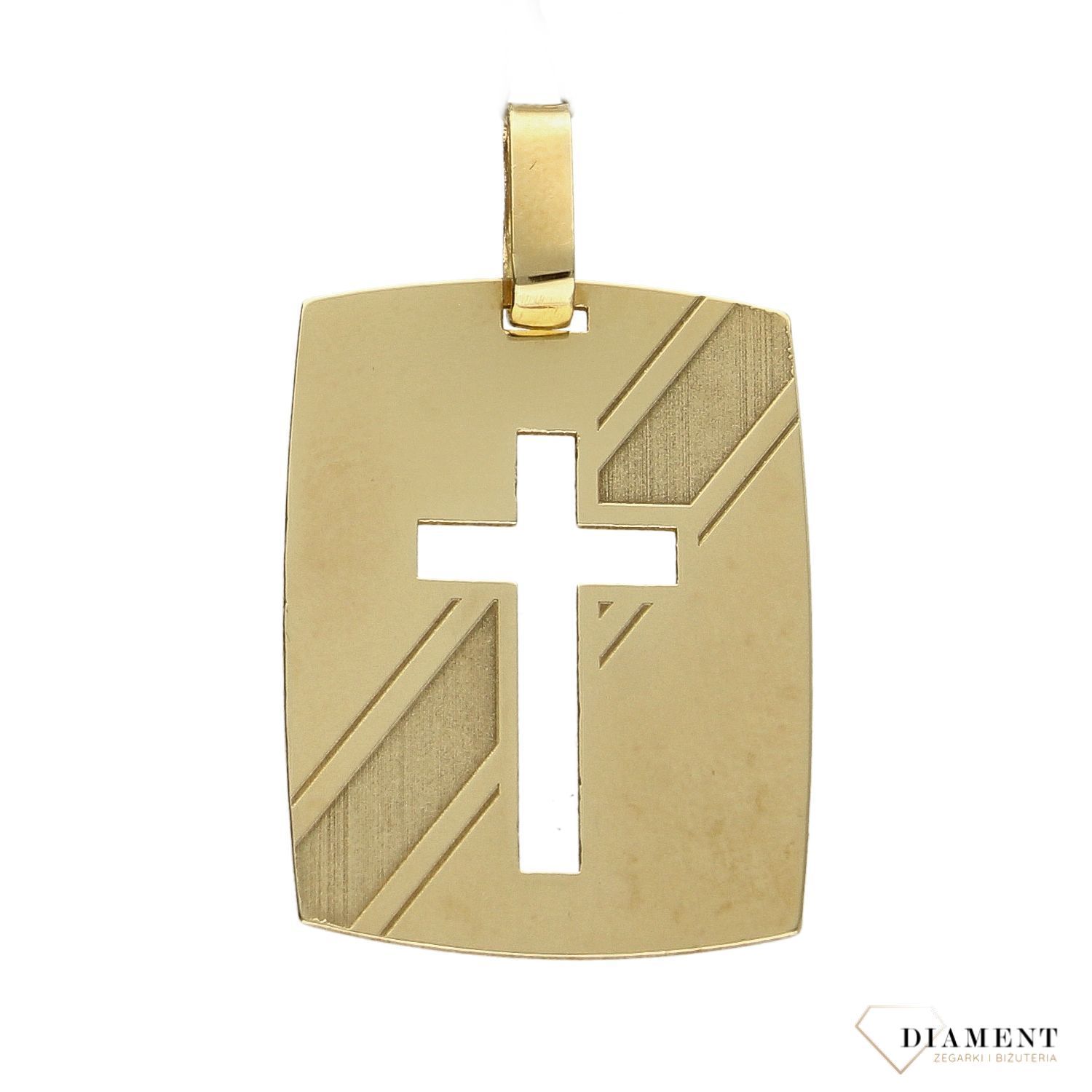 Złota zawieszka blaszka z krzyżem  DIA-ZAW-5254-585.jpg
