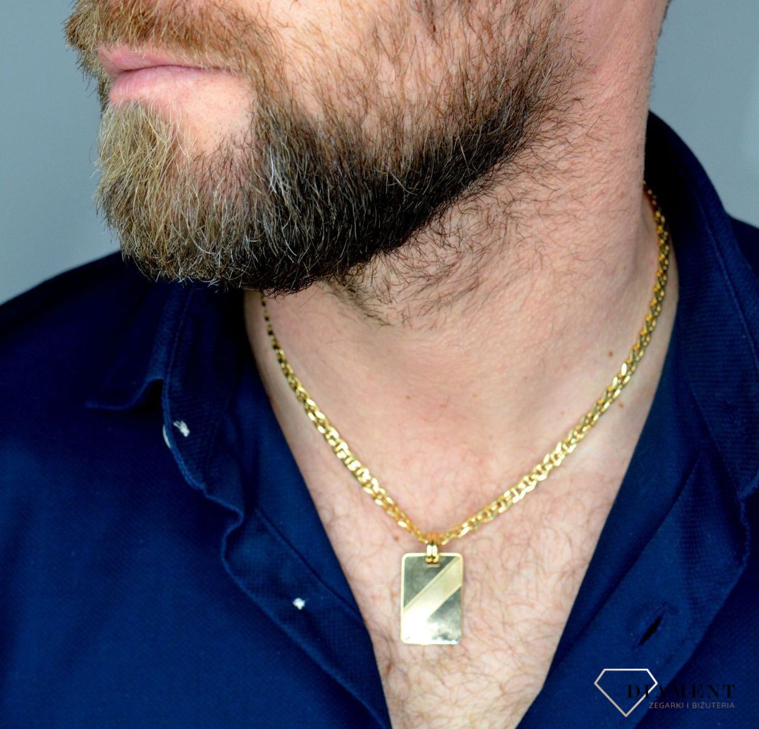 Złota zawieszka duża blaszka nieśmiertelnik DIA-ZAW-5255-585.jpg