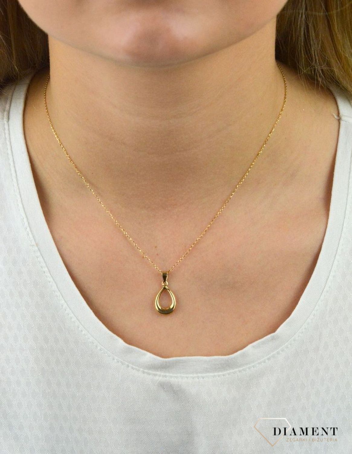 Złota zawieszka gładka łezka DIA-ZAW-5257-585.jpg