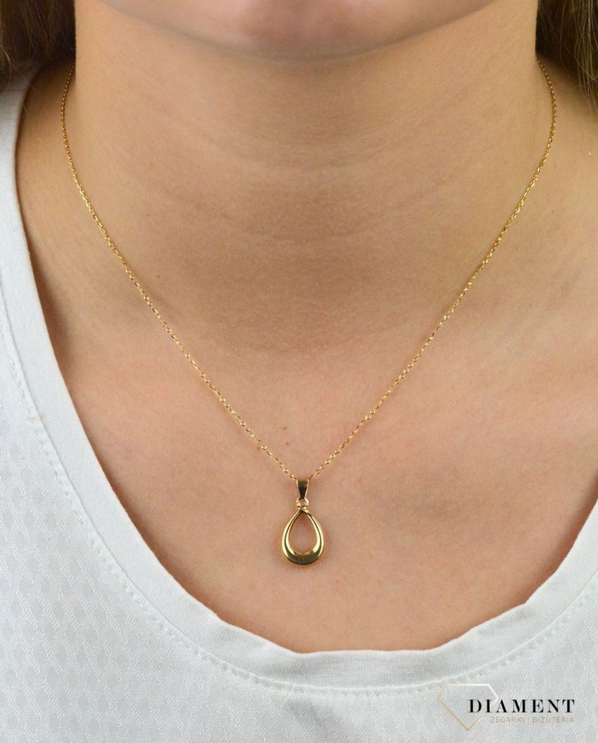 Złota zawieszka gładka łezka DIA-ZAW-5257-585.jpg