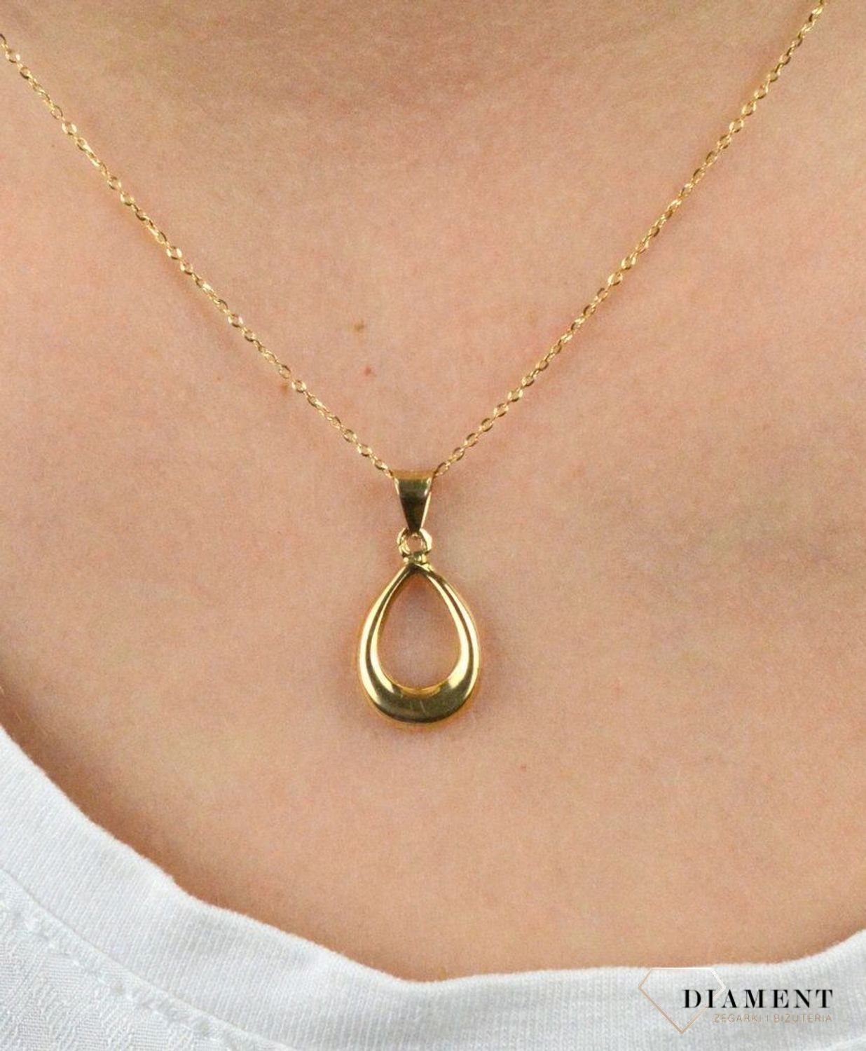 Złota zawieszka gładka łezka DIA-ZAW-5257-585.jpg
