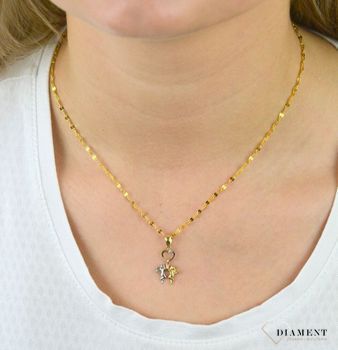 Złota zawieszka 585 serce z dwoma aniołkami DIA-ZAW-5261-585. Złota zawieszka 585 w kształcie serduszka z dwoma aniołkami białe oraz żółte złoto (2).JPG