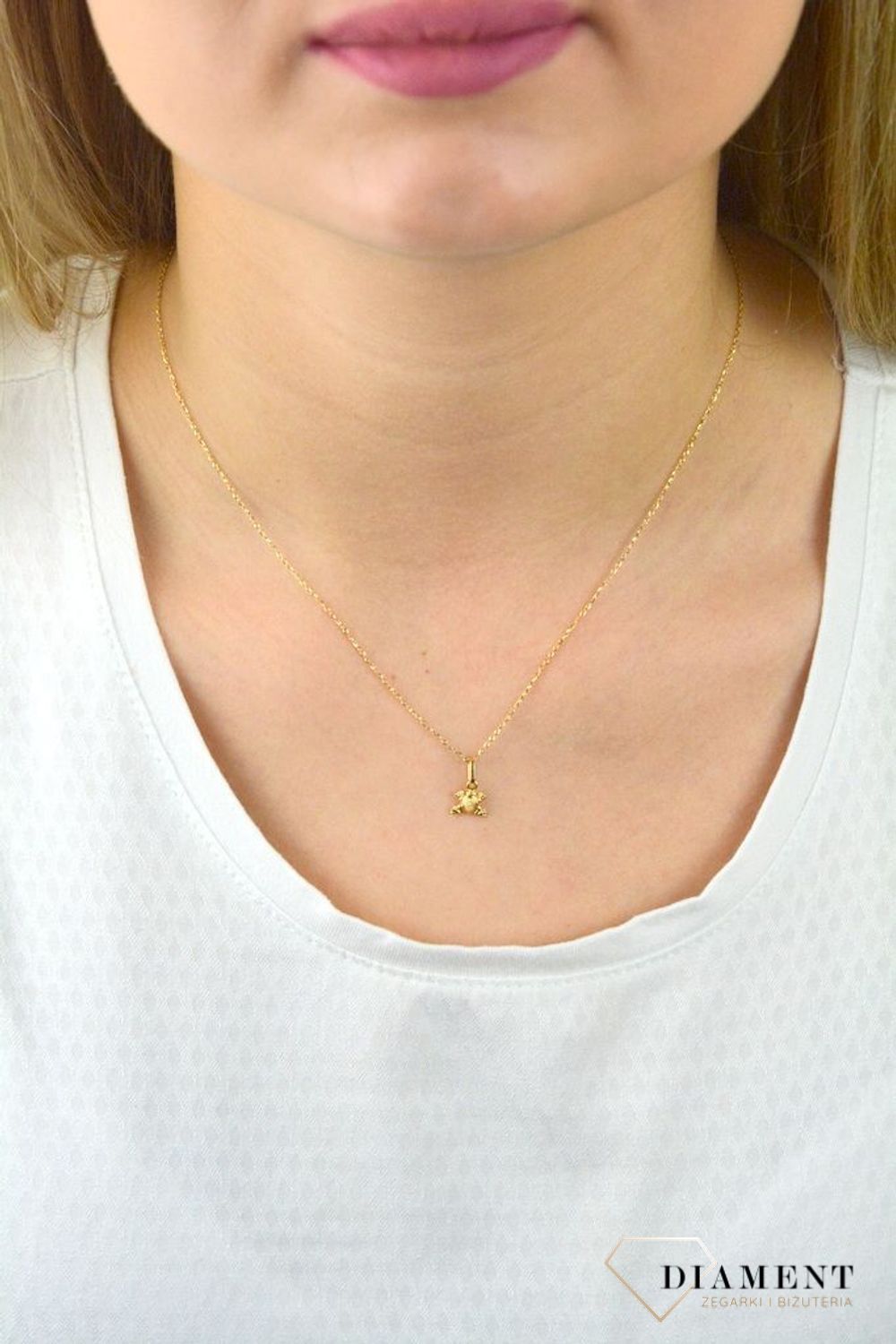 Złota zawieszka 585 'Mała żabka' DIA-ZAW-5266-585.jpg