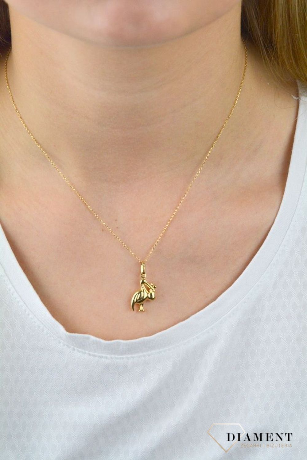 Złota zawieszka 585 Bocian DIA-ZAW-5268-585.jpg
