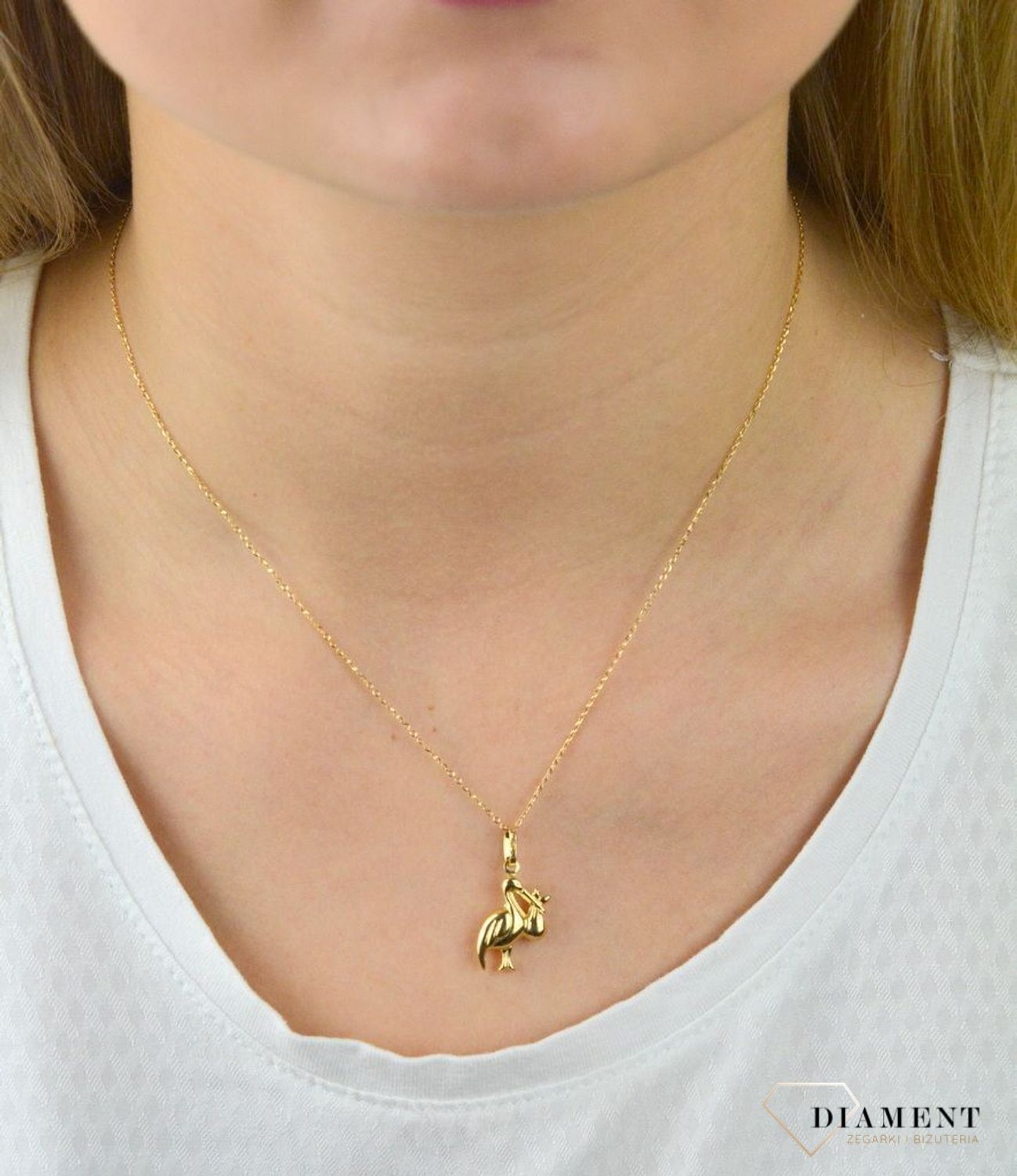 Złota zawieszka 585 Bocian DIA-ZAW-5268-585.jpg