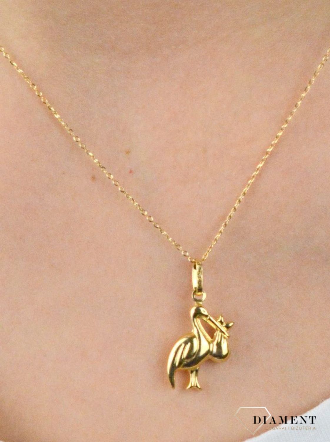 Złota zawieszka 585 Bocian DIA-ZAW-5268-585.jpg