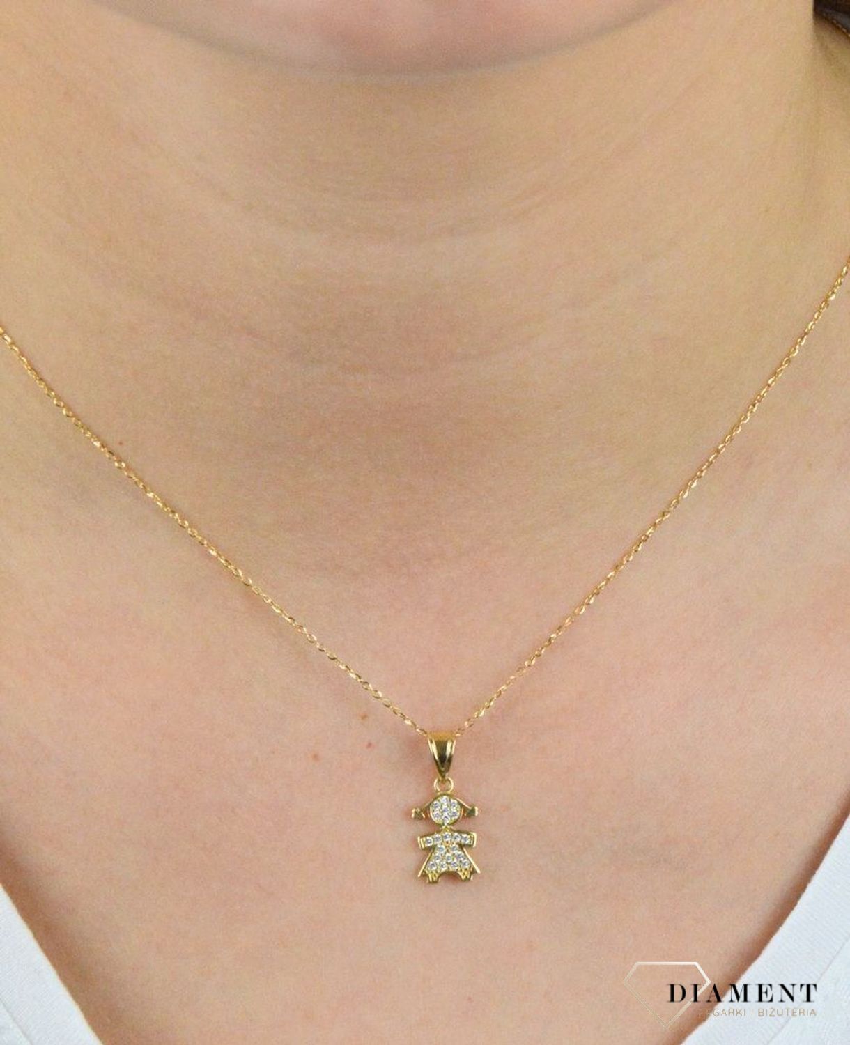 Złota zawieszka dziewczynka z cyrkonią DIA-ZAW-5272-585.jpg