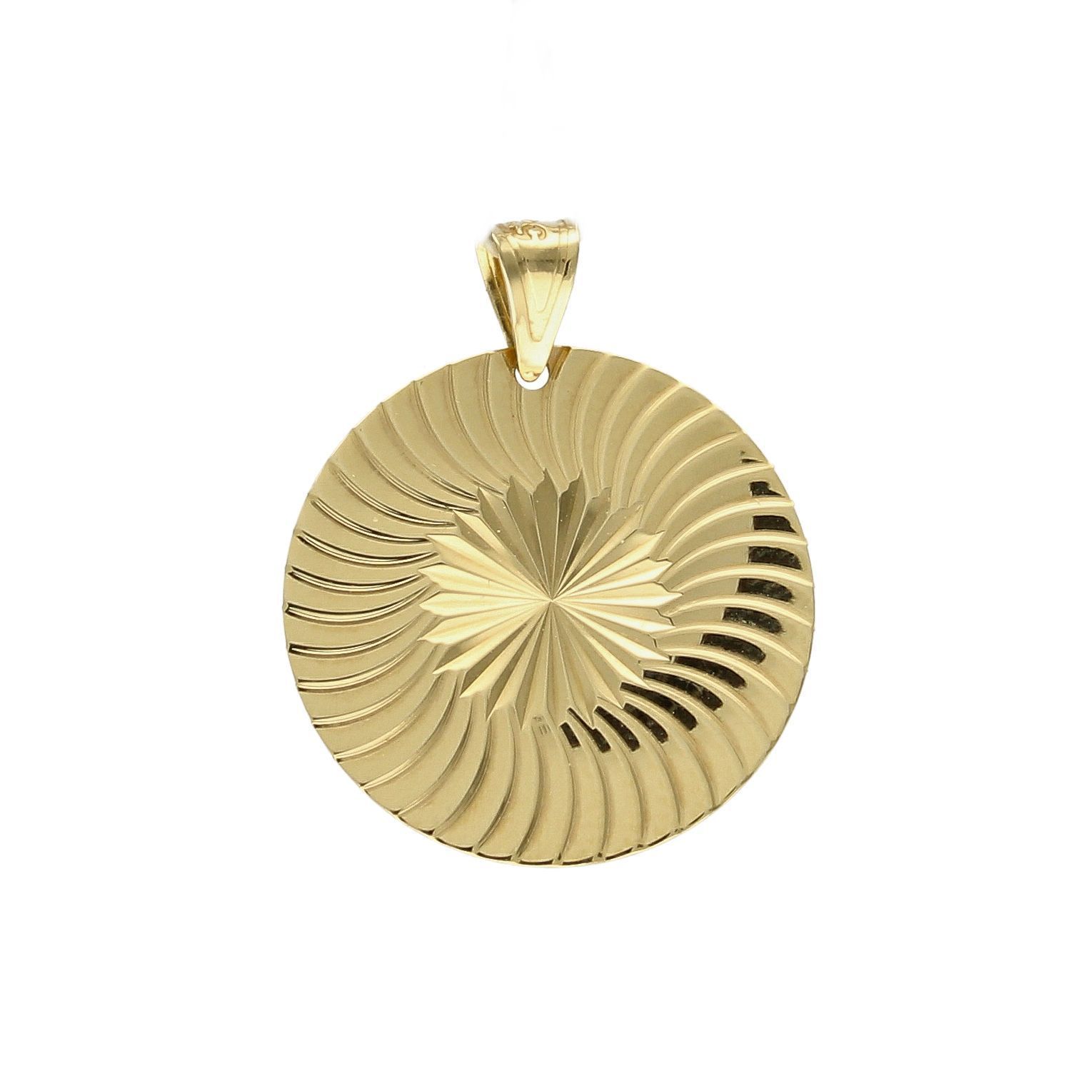 Złota zawieszka okrągła grawerowana blaszka DIA-ZAW-5279-585.jpg