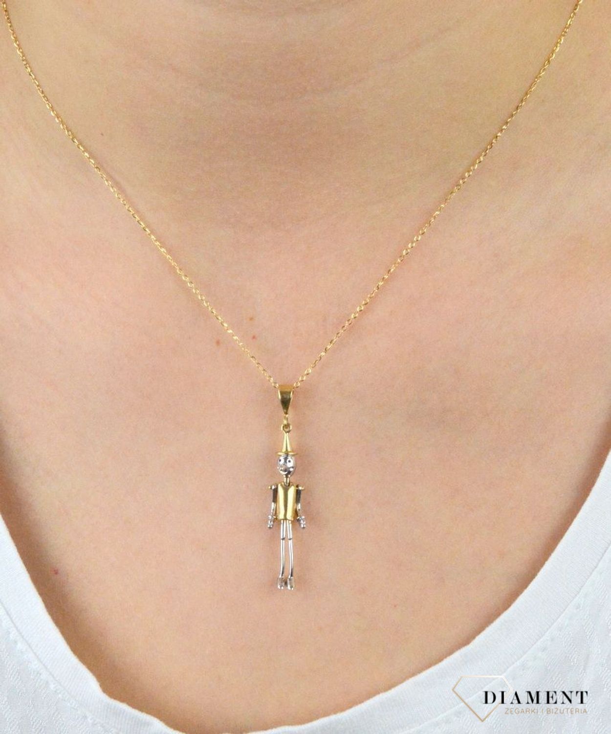 Złota zawieszka ruchomy Pinokio DIA-ZAW-5280-585.jpg