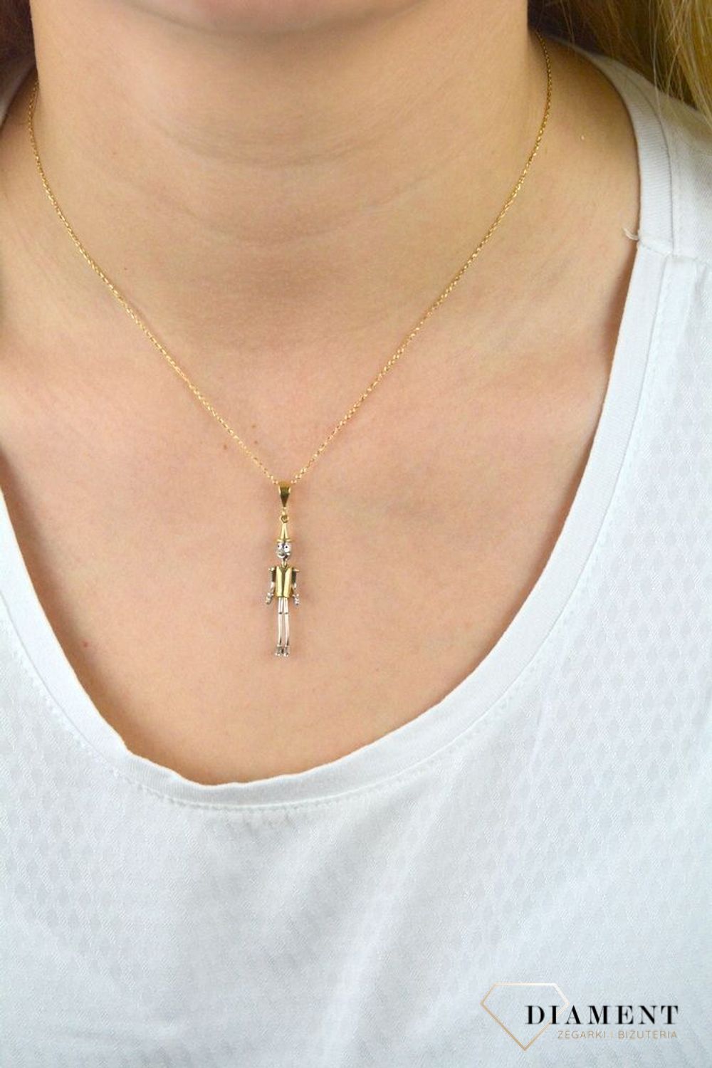 Złota zawieszka ruchomy Pinokio DIA-ZAW-5280-585.jpg