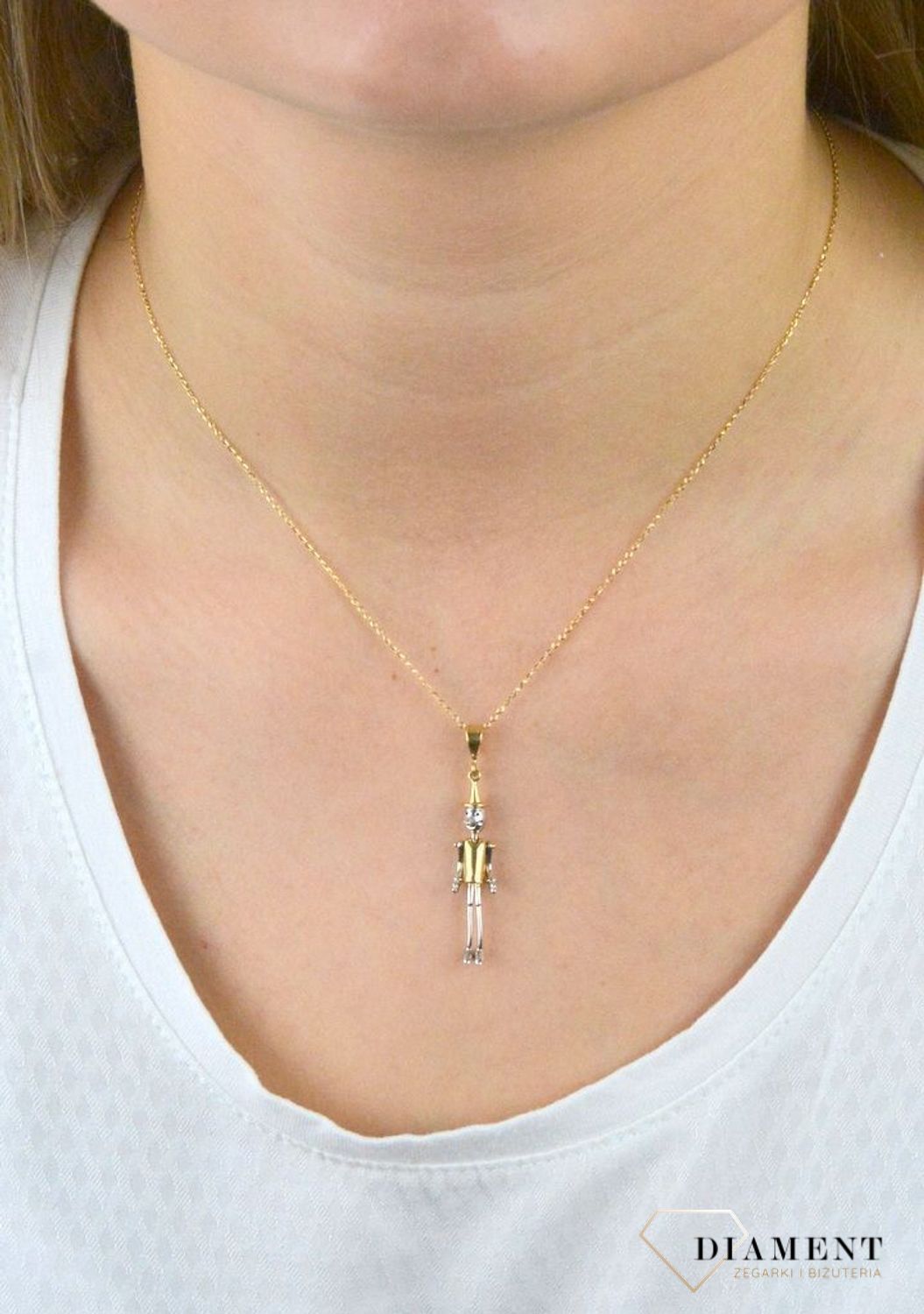 Złota zawieszka ruchomy Pinokio DIA-ZAW-5280-585.jpg