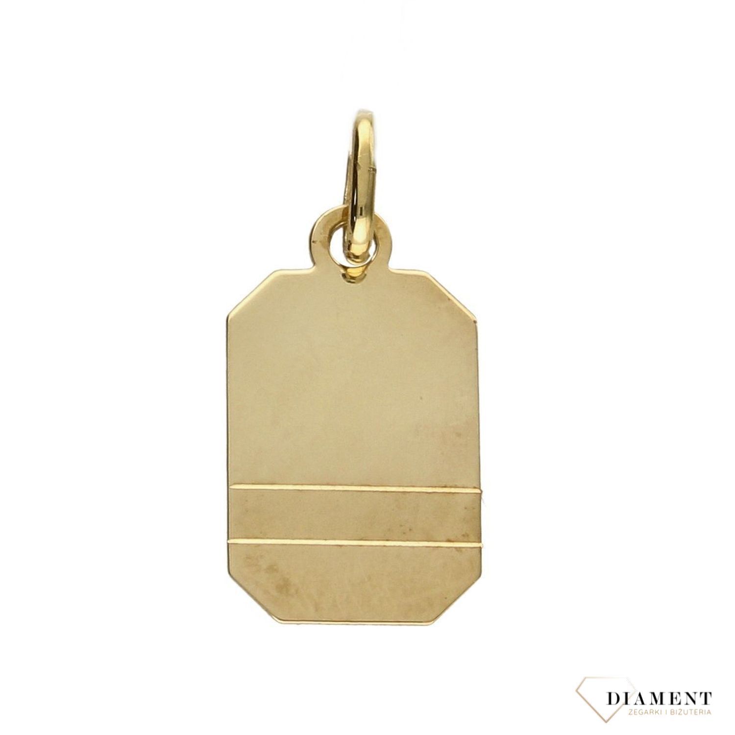 Złota zawieszka blaszka z matowym paskiem DIA-ZAW-5282-585.jpg