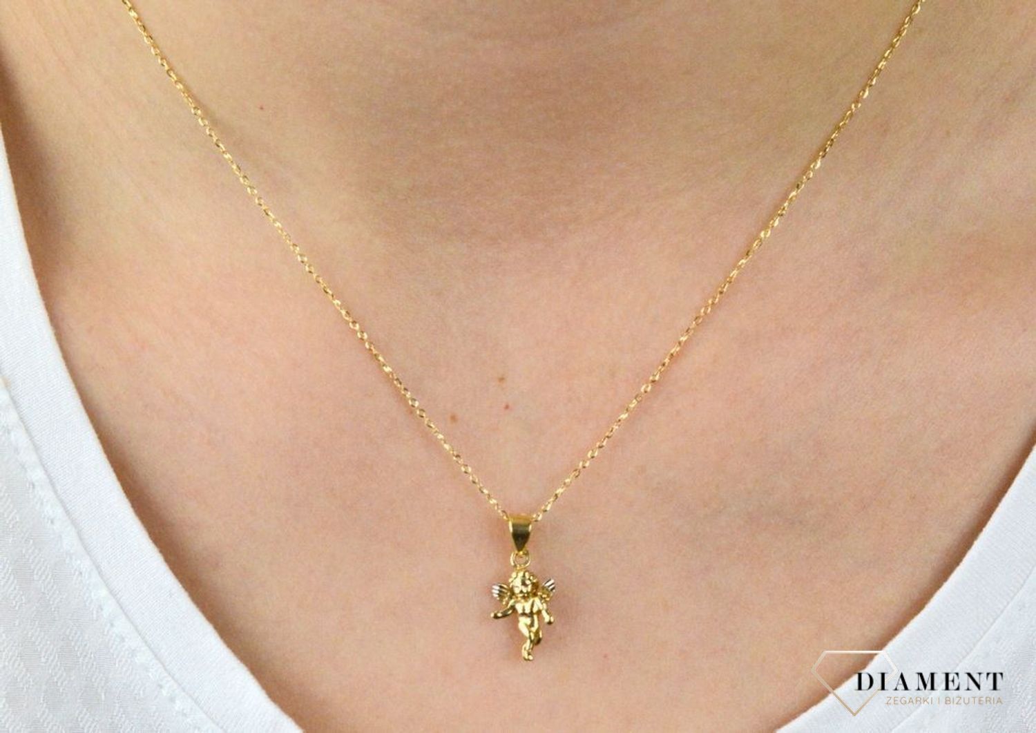 Złota zawieszka malutki Aniołek DIA-ZAW-5283-585.jpg