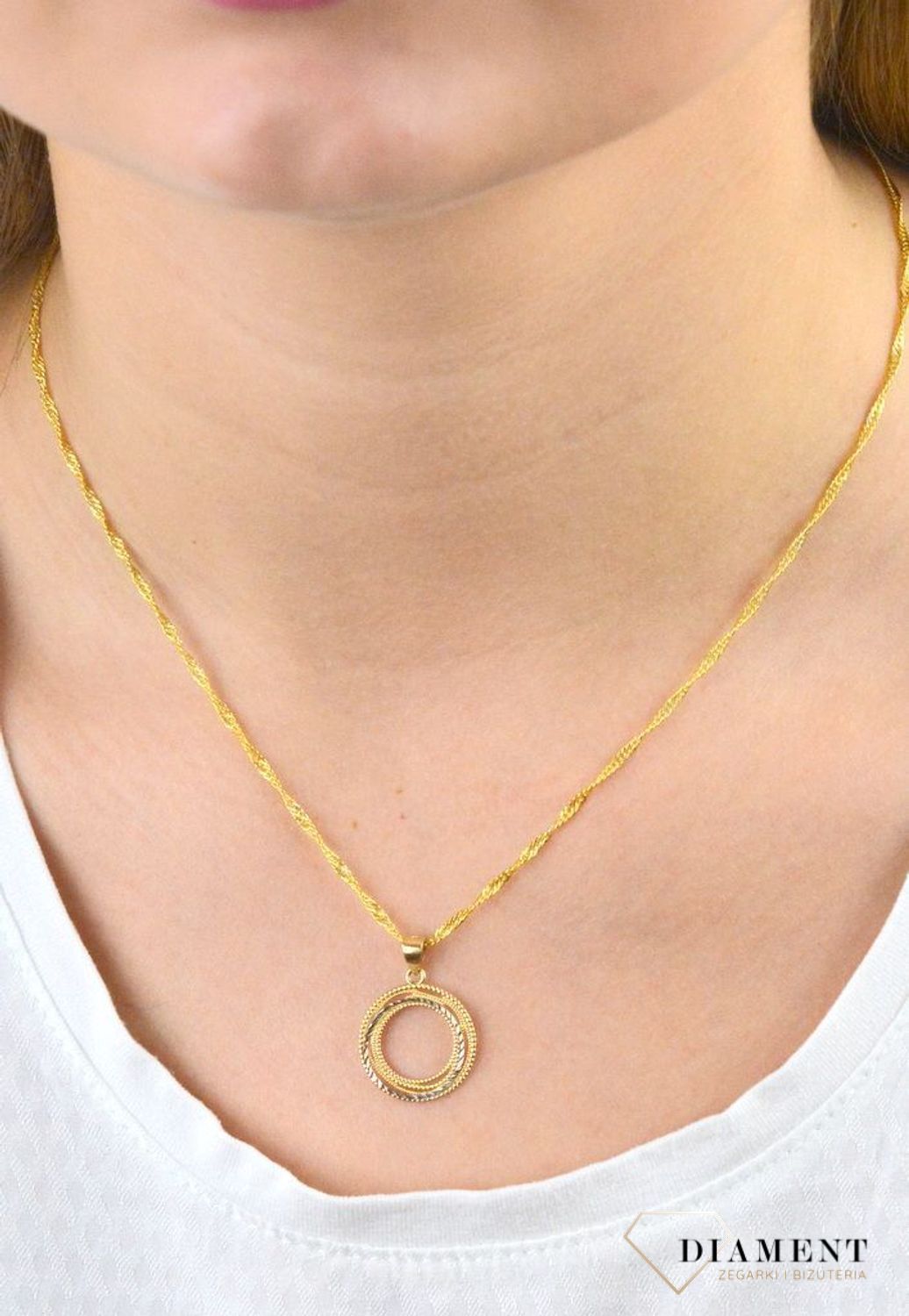 Złota zawieszka kółeczko łączone faktury DIA-ZAW-5285-585.jpg