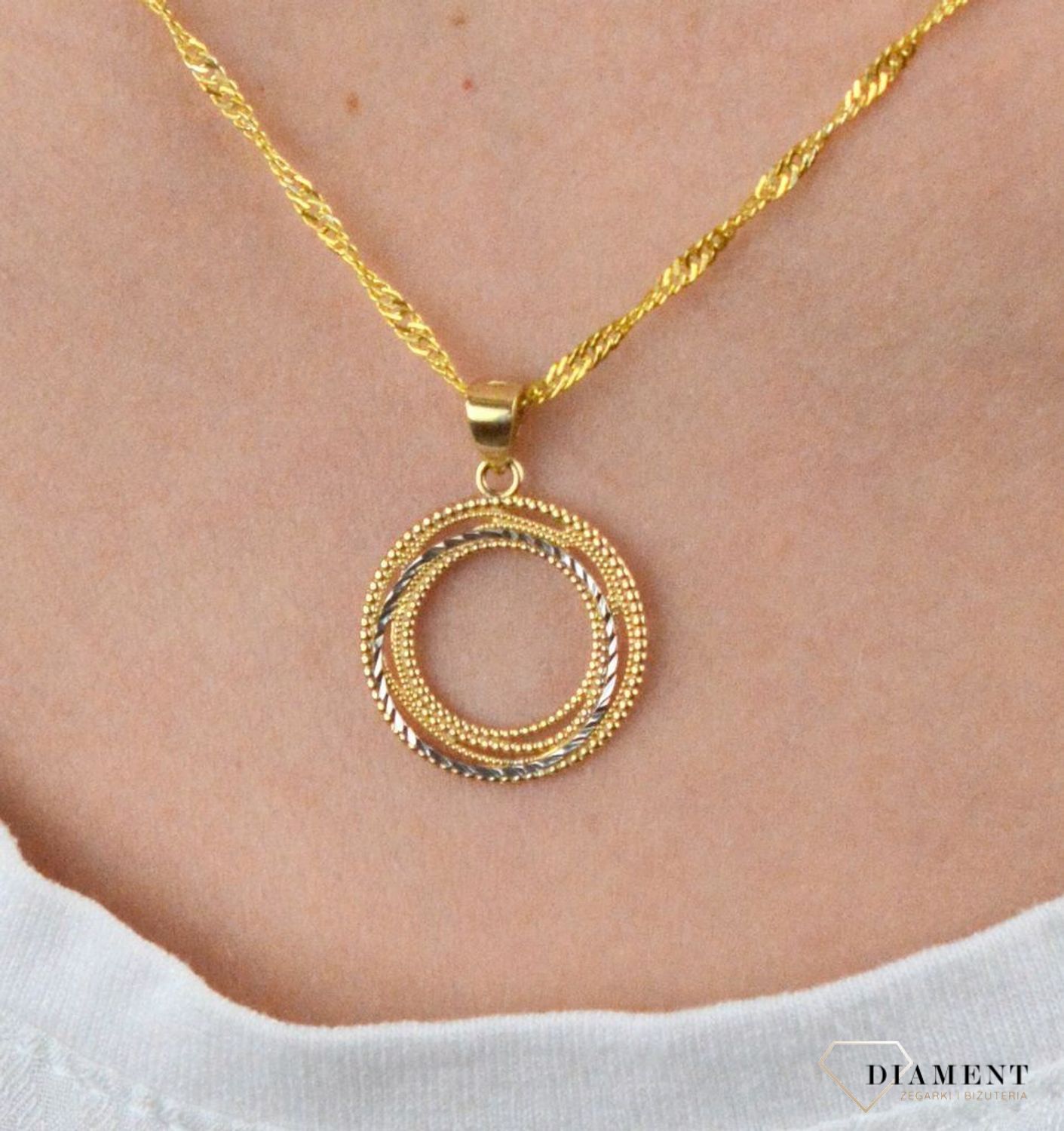 Złota zawieszka kółeczko łączone faktury DIA-ZAW-5285-585.jpg