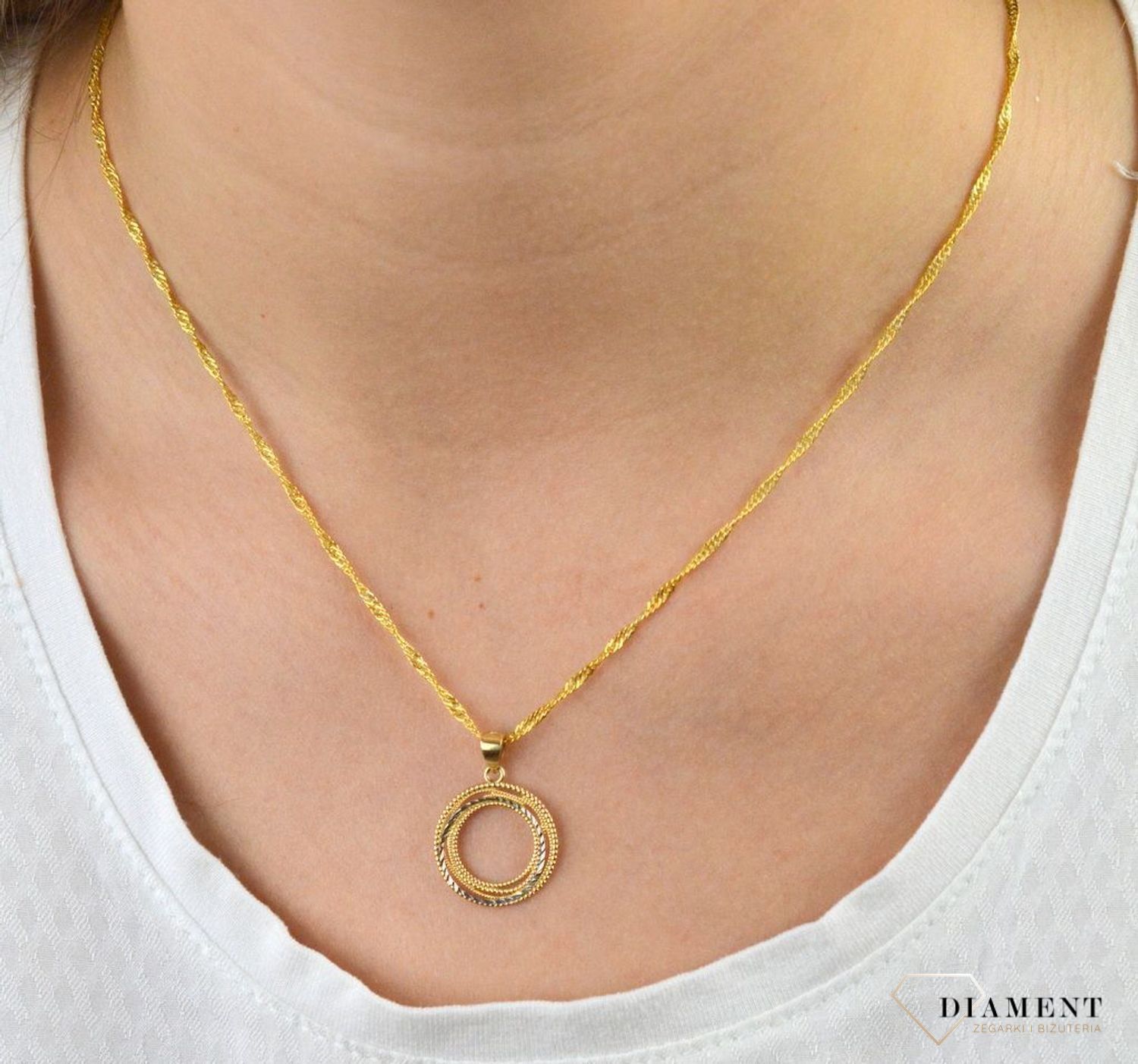 Złota zawieszka kółeczko łączone faktury DIA-ZAW-5285-585.jpg