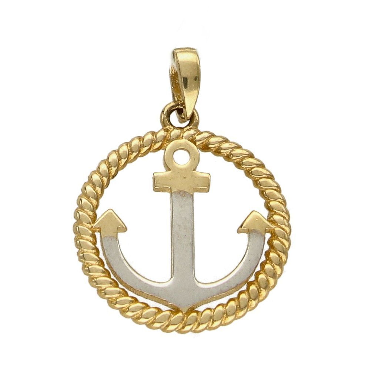 Złota zawieszka okrągła zawieszka z kotwicą DIA-ZAW-5287-585.jpg