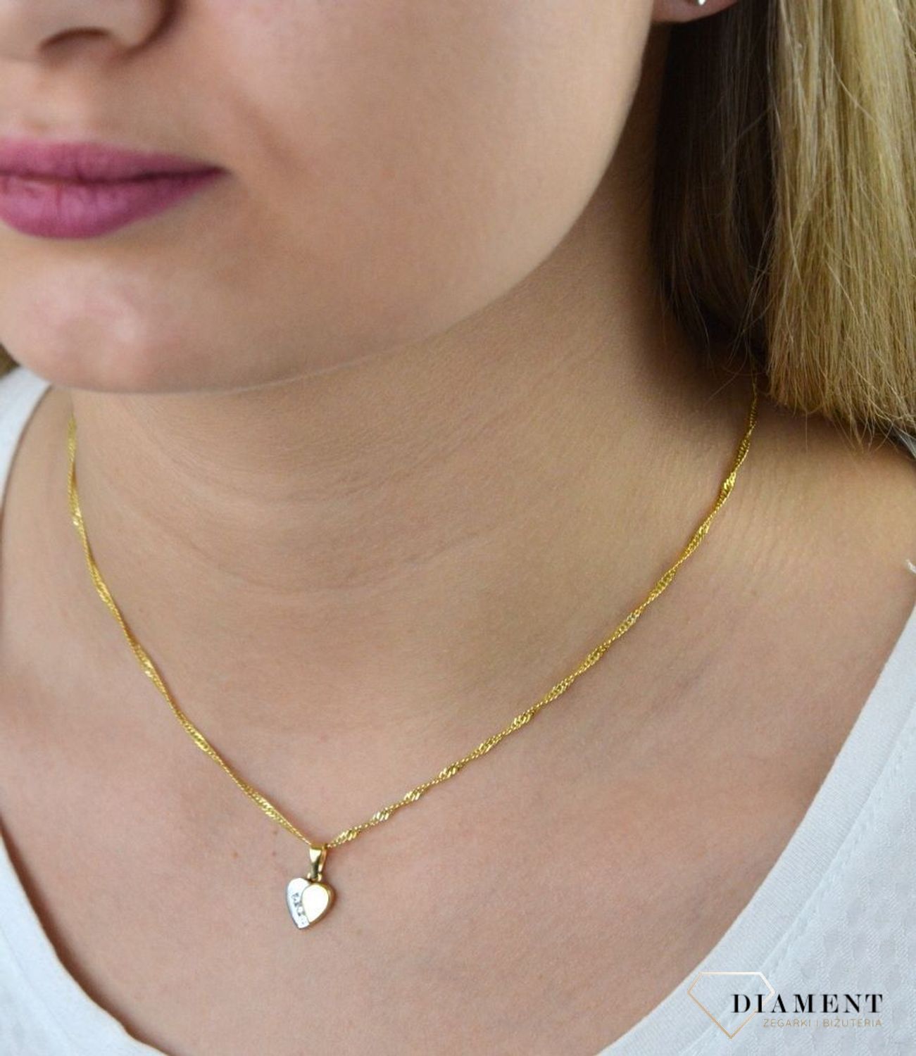 Złota zawieszka 'Serce' białe i żółte złoto z cyrkonią DIA-ZAW-5295-585.jpg