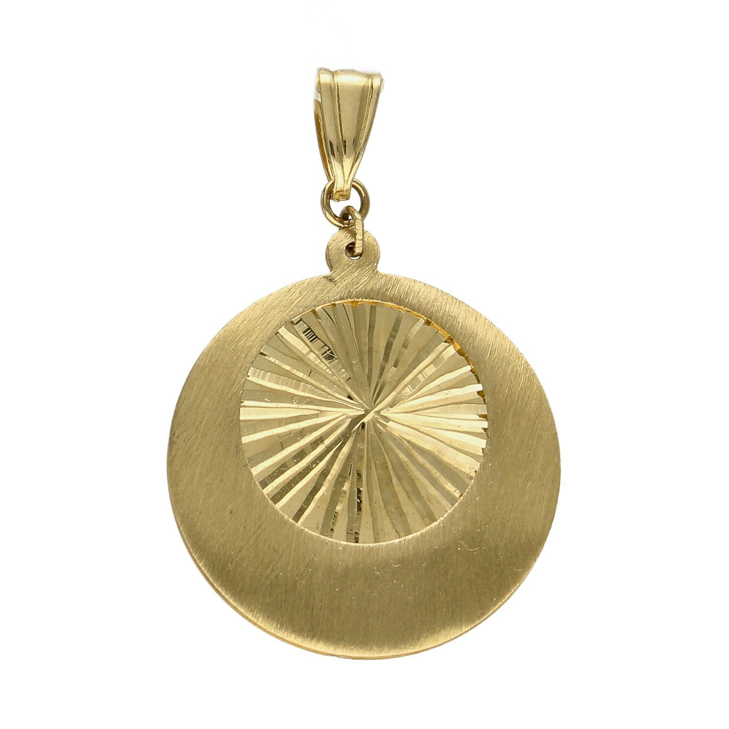 Złota zawieszka okrągła z grawerowanym środkiem DIA-ZAW-5296-585.jpg