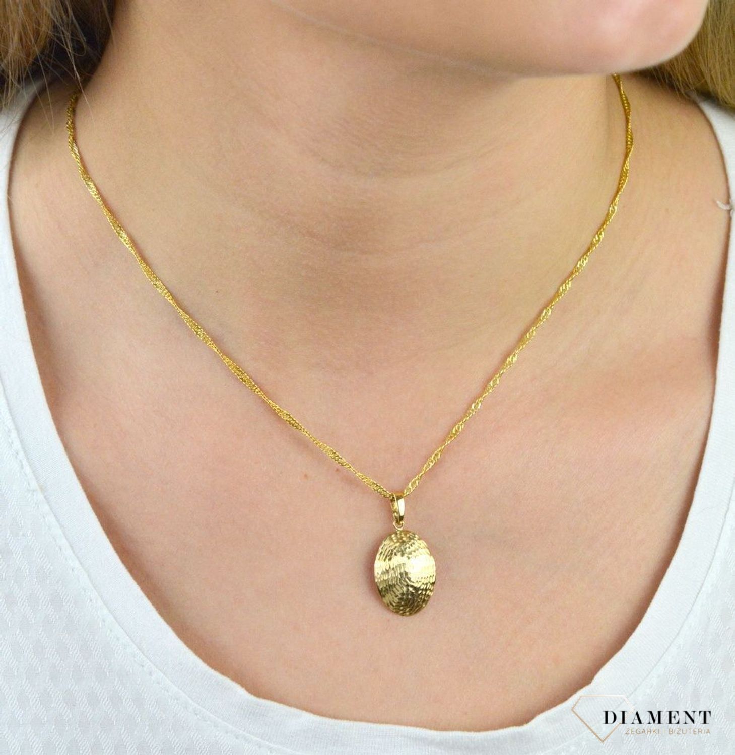 Złota zawieszka grawerowana blaszka DIA-ZAW-5314-585.jpg