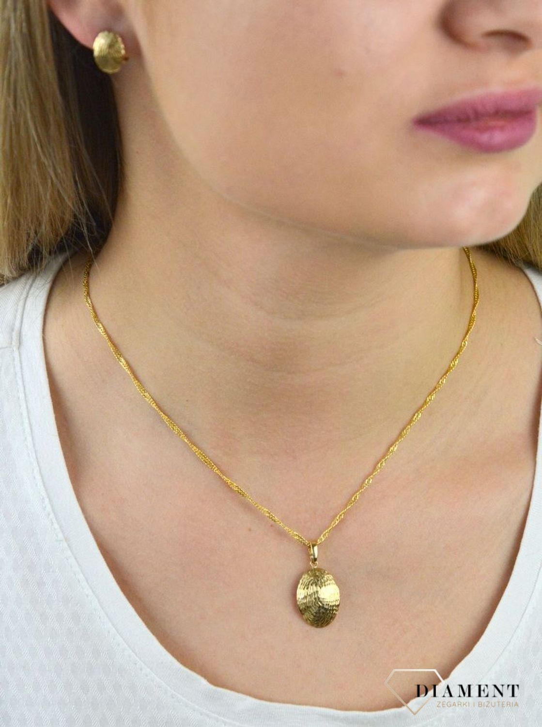 Złota zawieszka grawerowana blaszka DIA-ZAW-5314-585.jpg