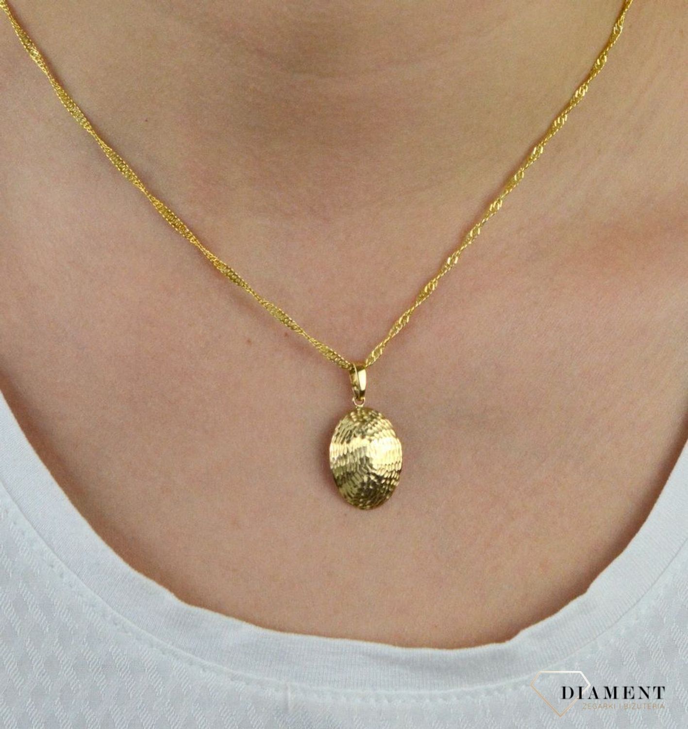 Złota zawieszka grawerowana blaszka DIA-ZAW-5314-585.jpg