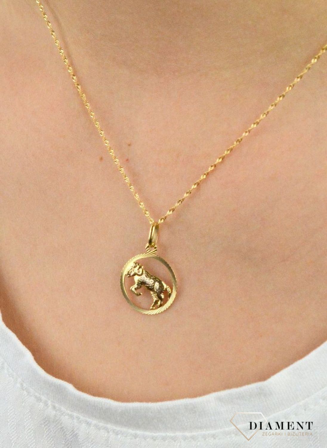 Złota zawieszka 585 znak zodiaku Baran DIA-ZAW-5319-585.jpg
