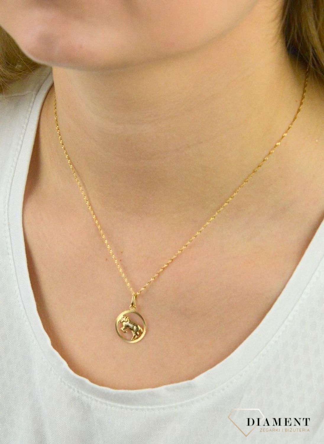 Złota zawieszka 585 znak zodiaku Baran DIA-ZAW-5319-585.jpg