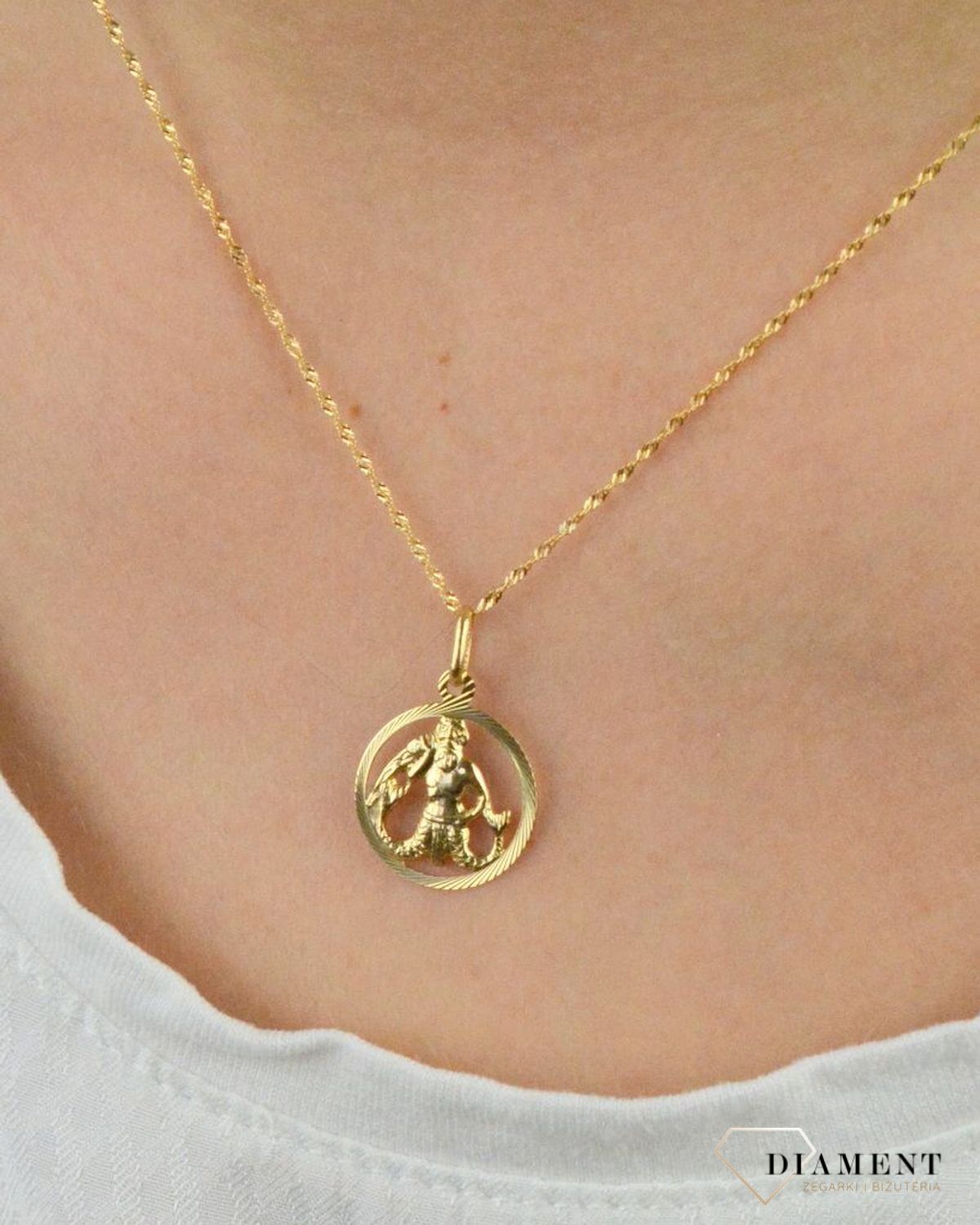 Złota zawieszka znak zodiaku Wodnik DIA-ZAW-5321-585.jpg
