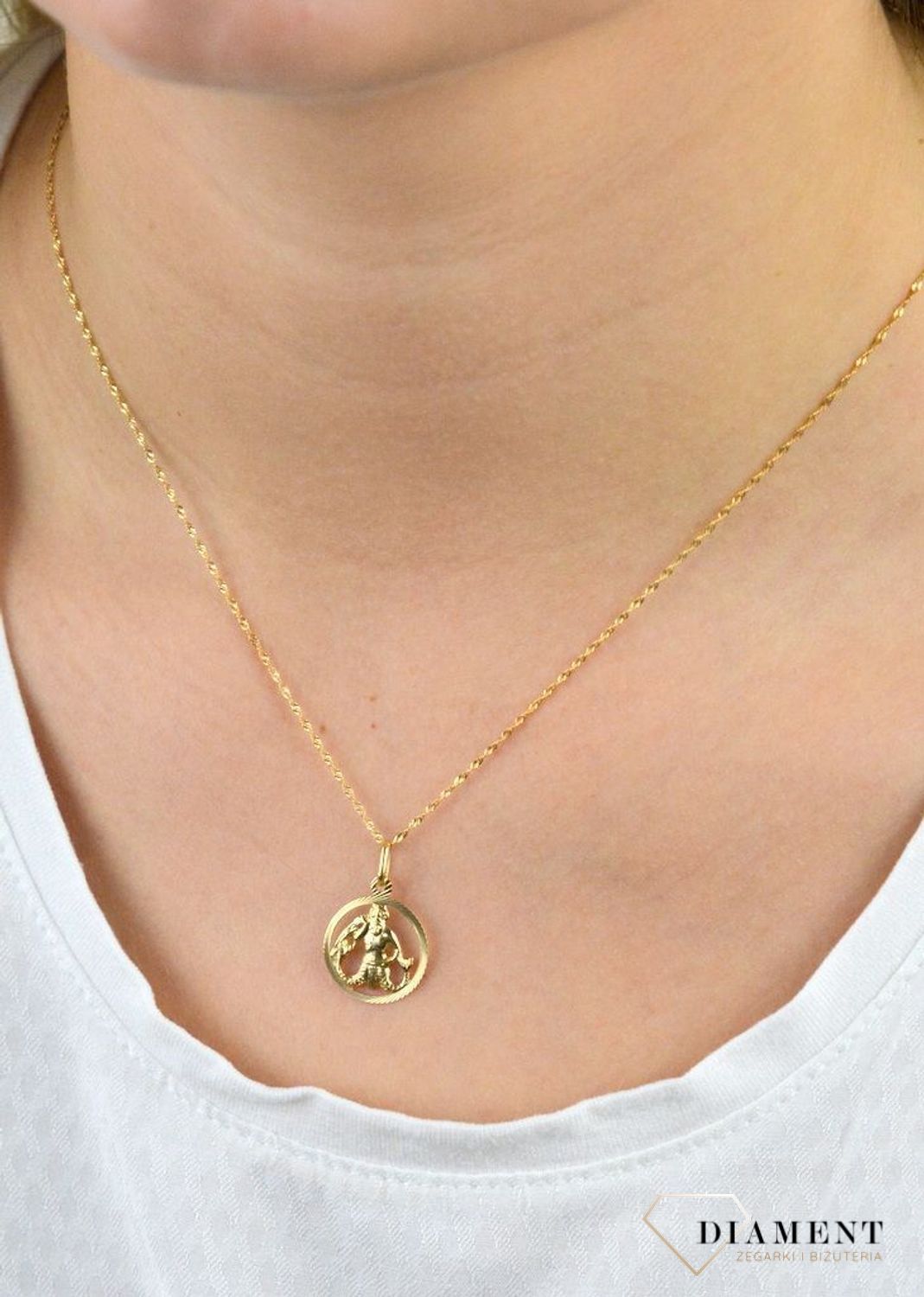 Złota zawieszka znak zodiaku Wodnik DIA-ZAW-5321-585.jpg
