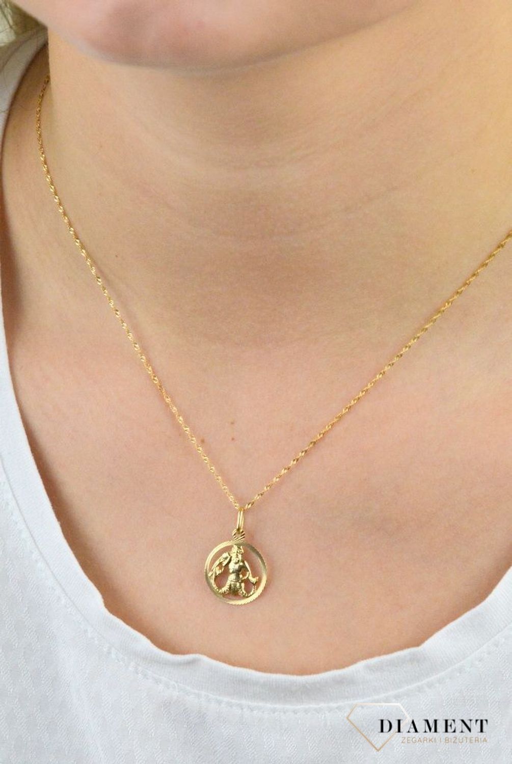 Złota zawieszka znak zodiaku Wodnik DIA-ZAW-5321-585.jpg