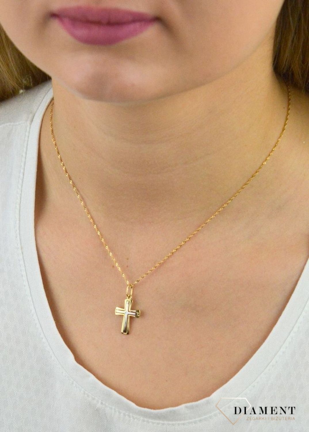 Złoty krzyż 585 z białym złoto DIA-ZAW-5343-585.jpg