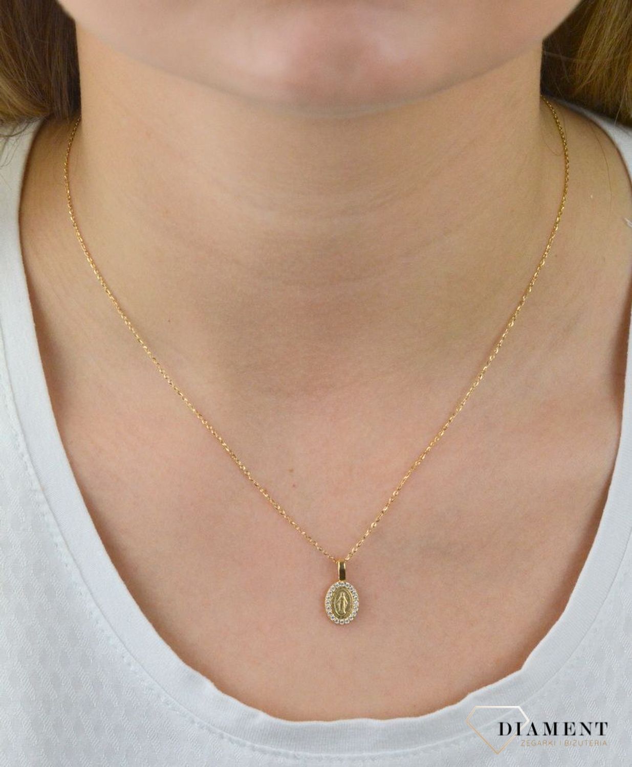 Złota zawieszka medalik Matka Boska DIA-ZAW-5350-585.jpg