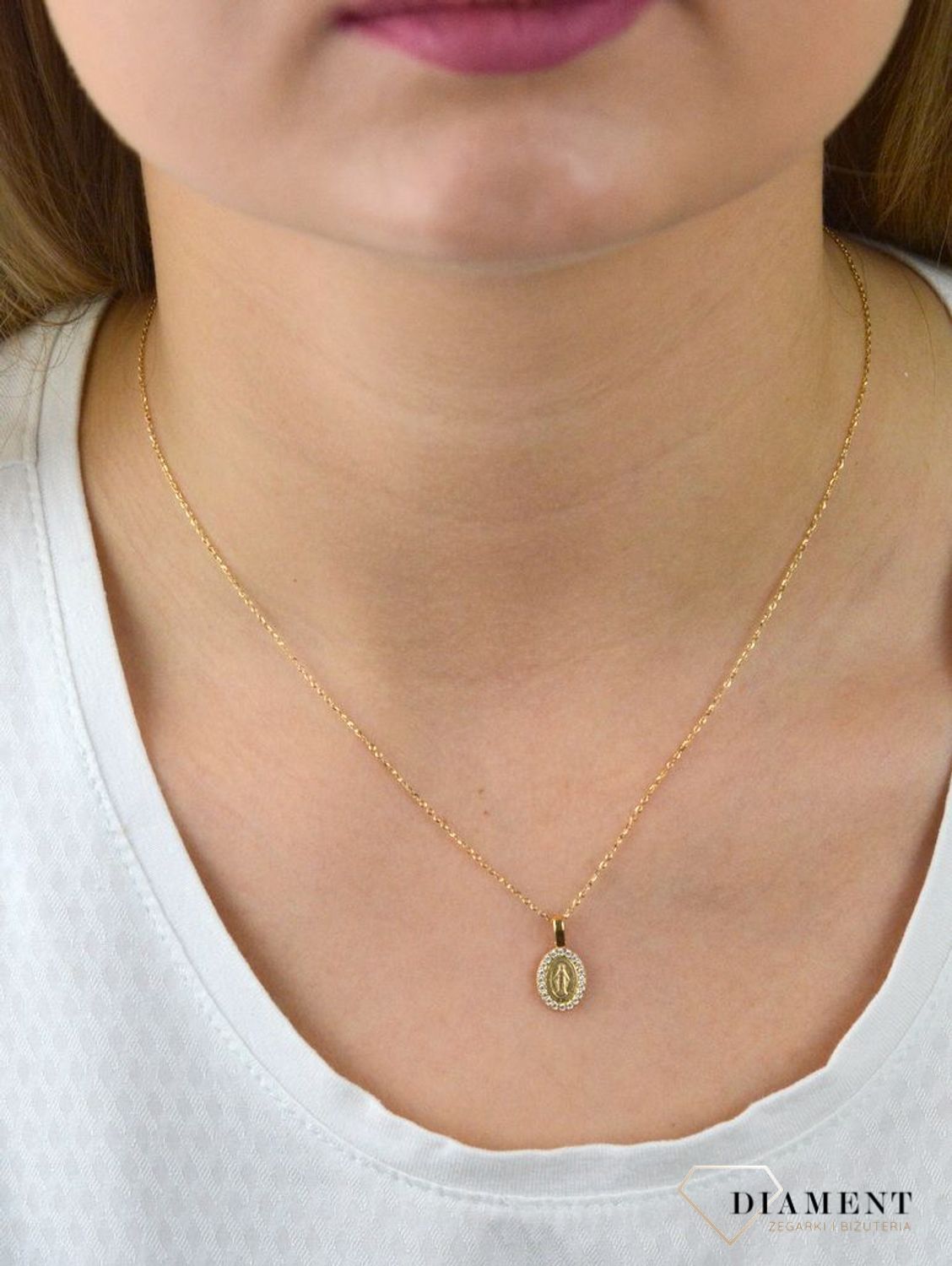 Złota zawieszka medalik Matka Boska DIA-ZAW-5350-585.jpg