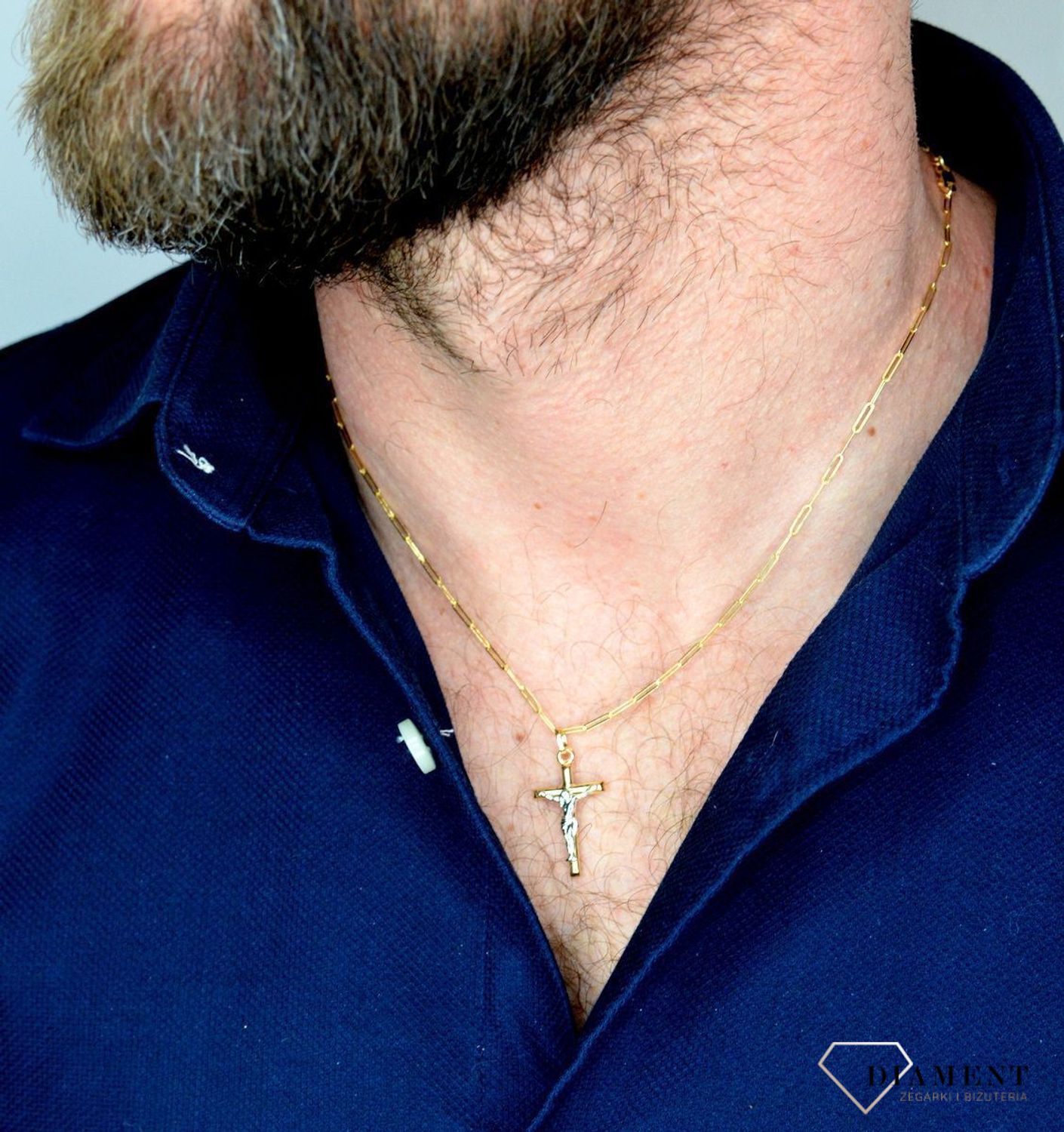 Duży złoty krzyż 585 z wizerunkiem białe złoto DIA-ZAW-5351-585.jpg