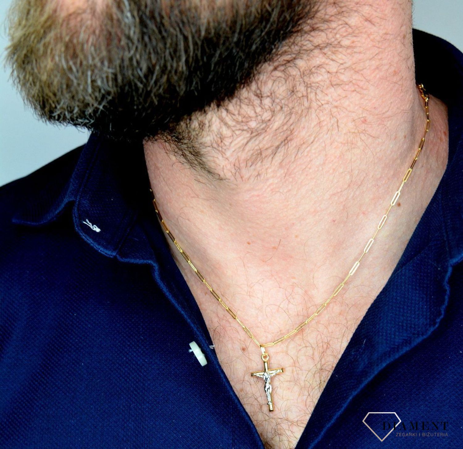 Duży złoty krzyż 585 z wizerunkiem białe złoto DIA-ZAW-5351-585.jpg