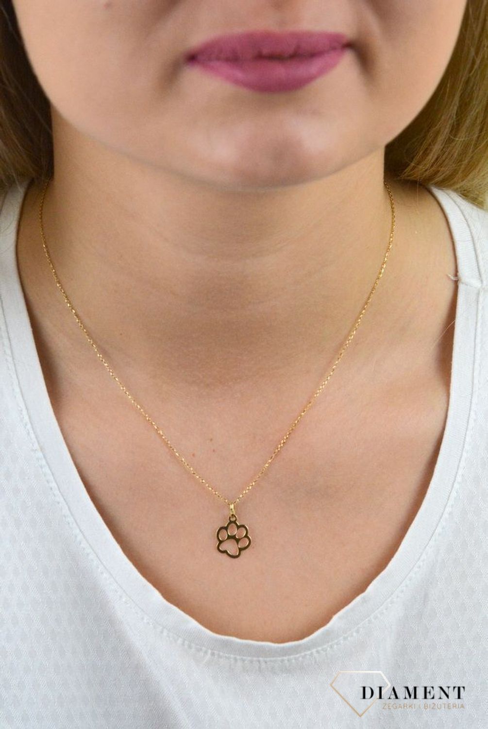 Złota zawieszka 585 'Psia łapka' DIA-ZAW-5355-585.jpg