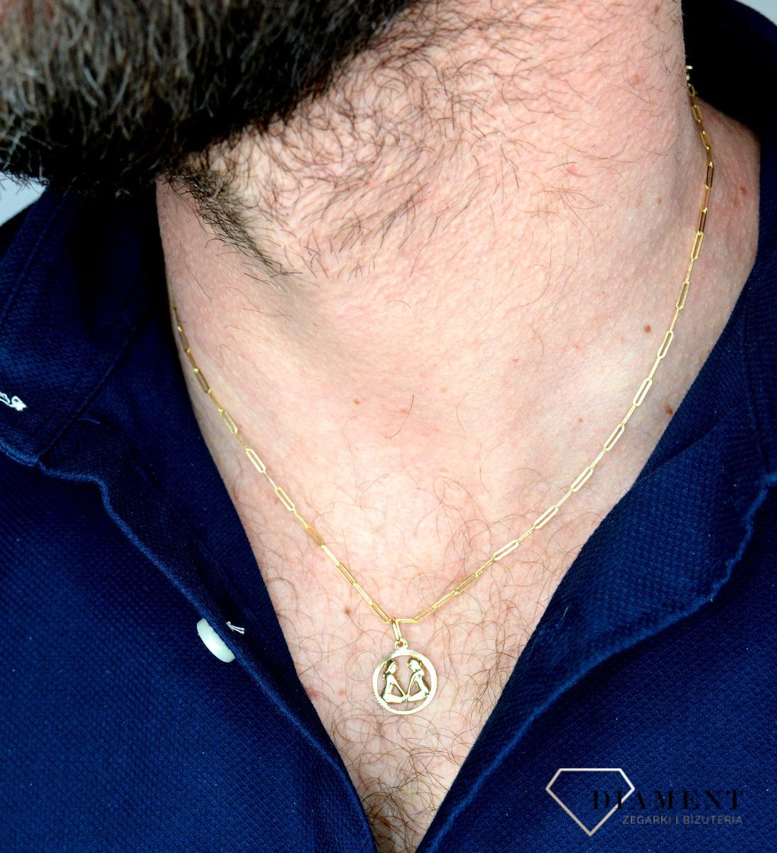 Złota zawieszka 585 znak zodiaku bliźnięta DIA-ZAW-5364-585.jpg