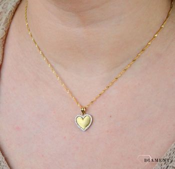  Zawieszka złota serce satynowe z cyrkonią Piękna zawieszka w kształcie serca satynowa z dodatkiem cyrkonii (1).JPG