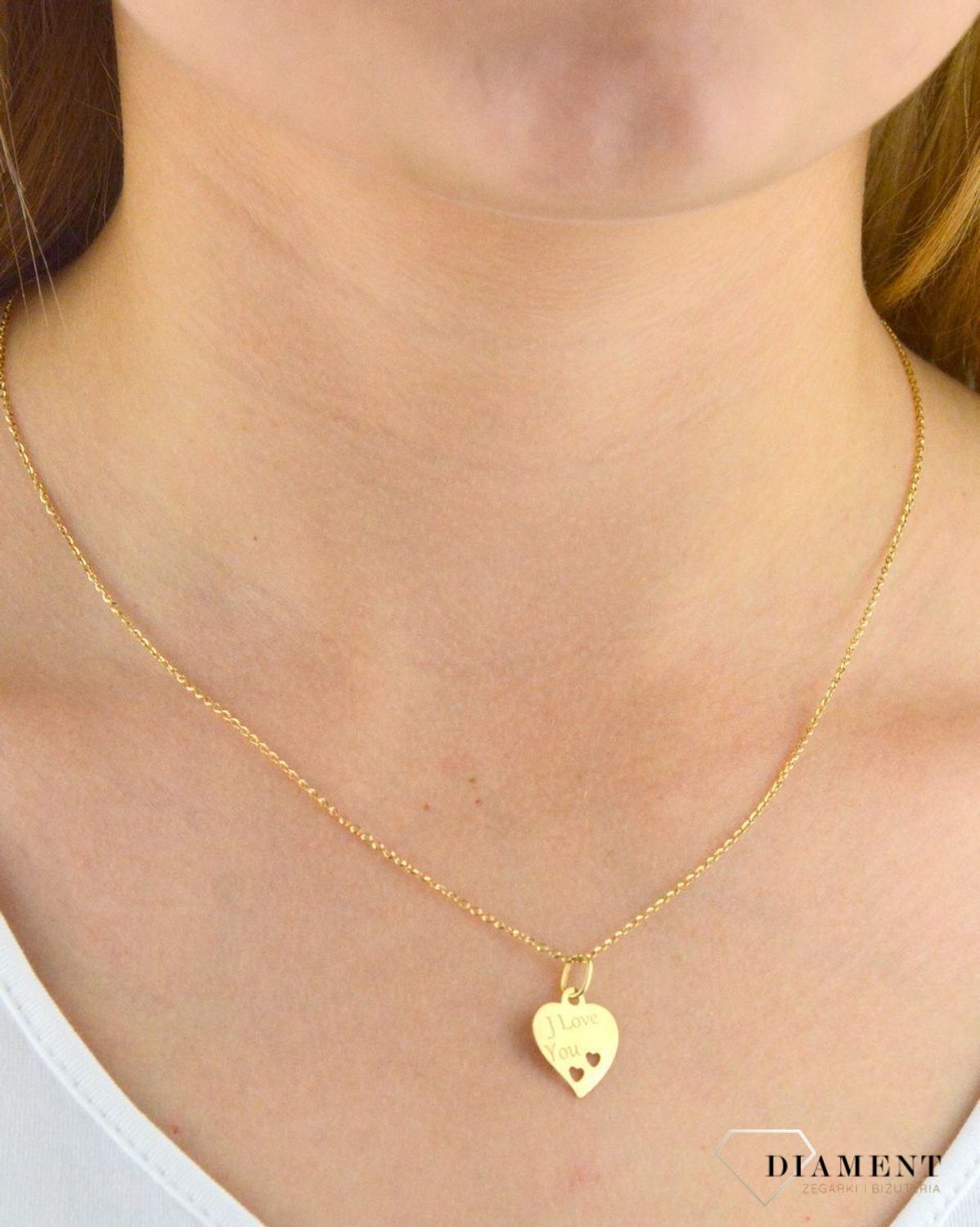 Zawieszka srebrna pozłacana serce I Love You DIA-ZAW-5392-585. Serce zawieszka serce. Serce pozłacane zawieszka. Serce z napisem I Love You. Zawieszka dla ukochanej. Zawieszka srebrna serce idealna na prezent..jpg