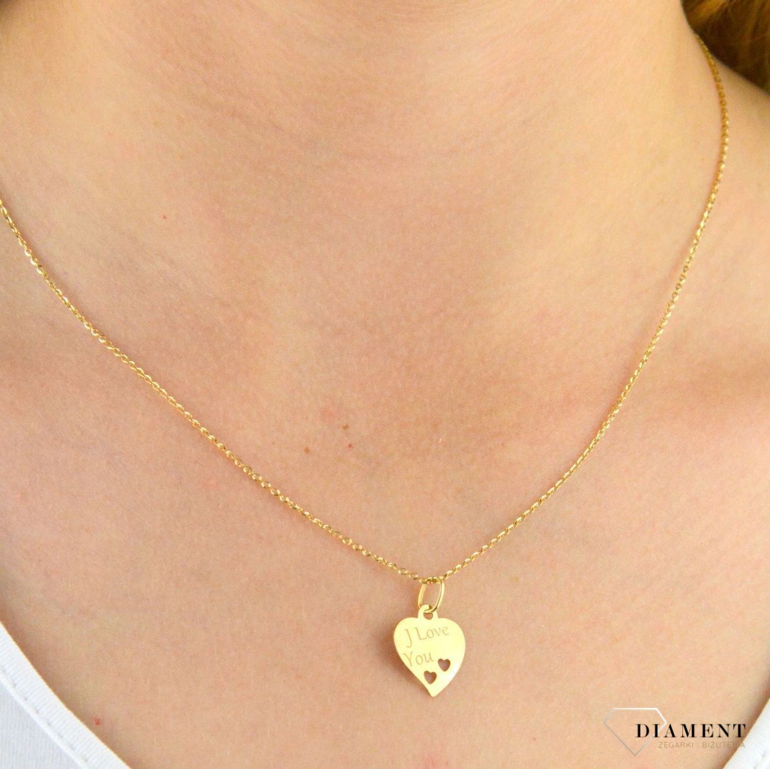 Zawieszka srebrna pozłacana serce I Love You DIA-ZAW-5392-585. Serce zawieszka serce. Serce pozłacane zawieszka. Serce z napisem I Love You. Zawieszka dla ukochanej. Zawieszka srebrna serce idealna na prezent..jpg