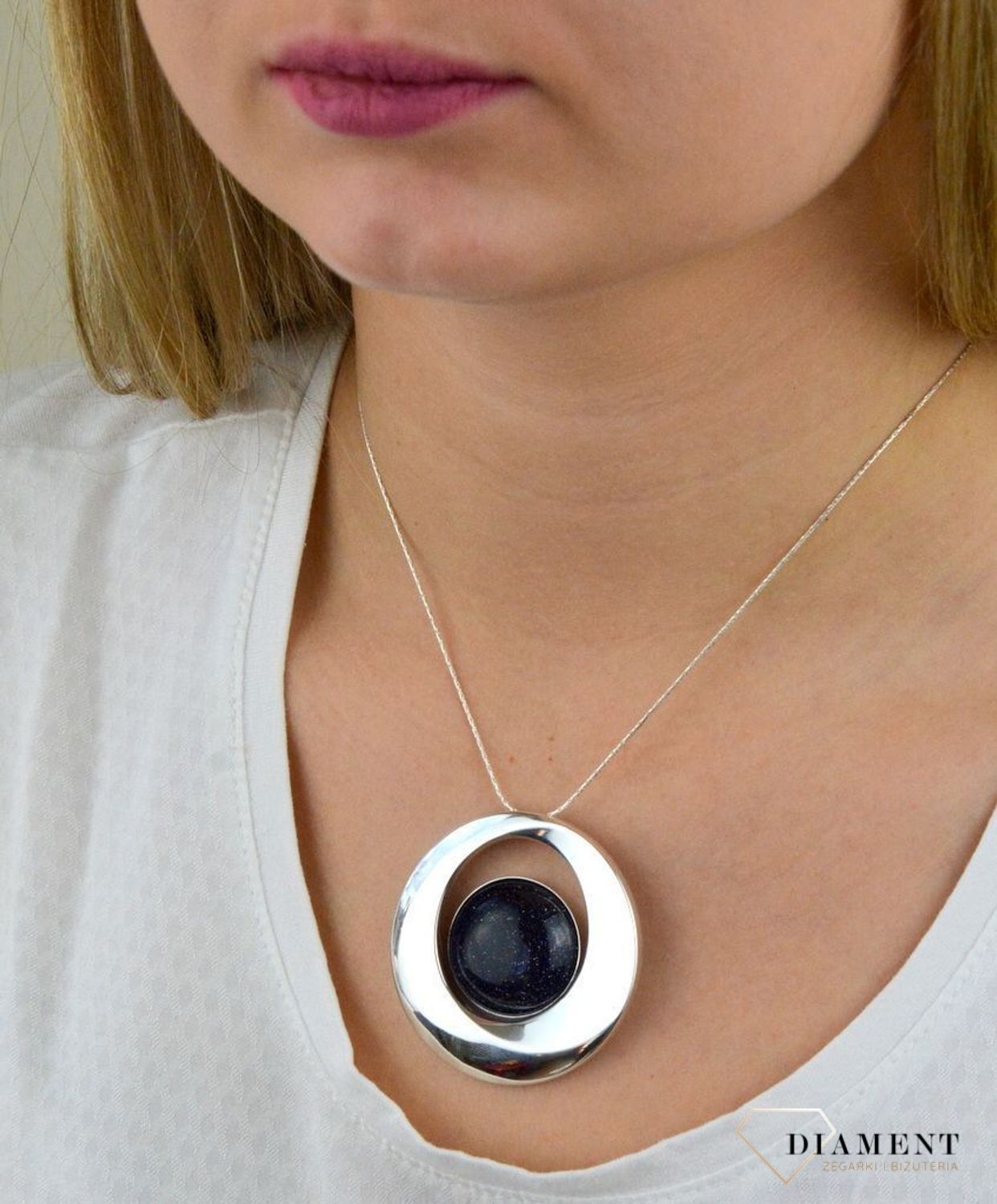 Srebrna zawieszka noc kairu okrągła DIA-ZAW-5494-925.jpg