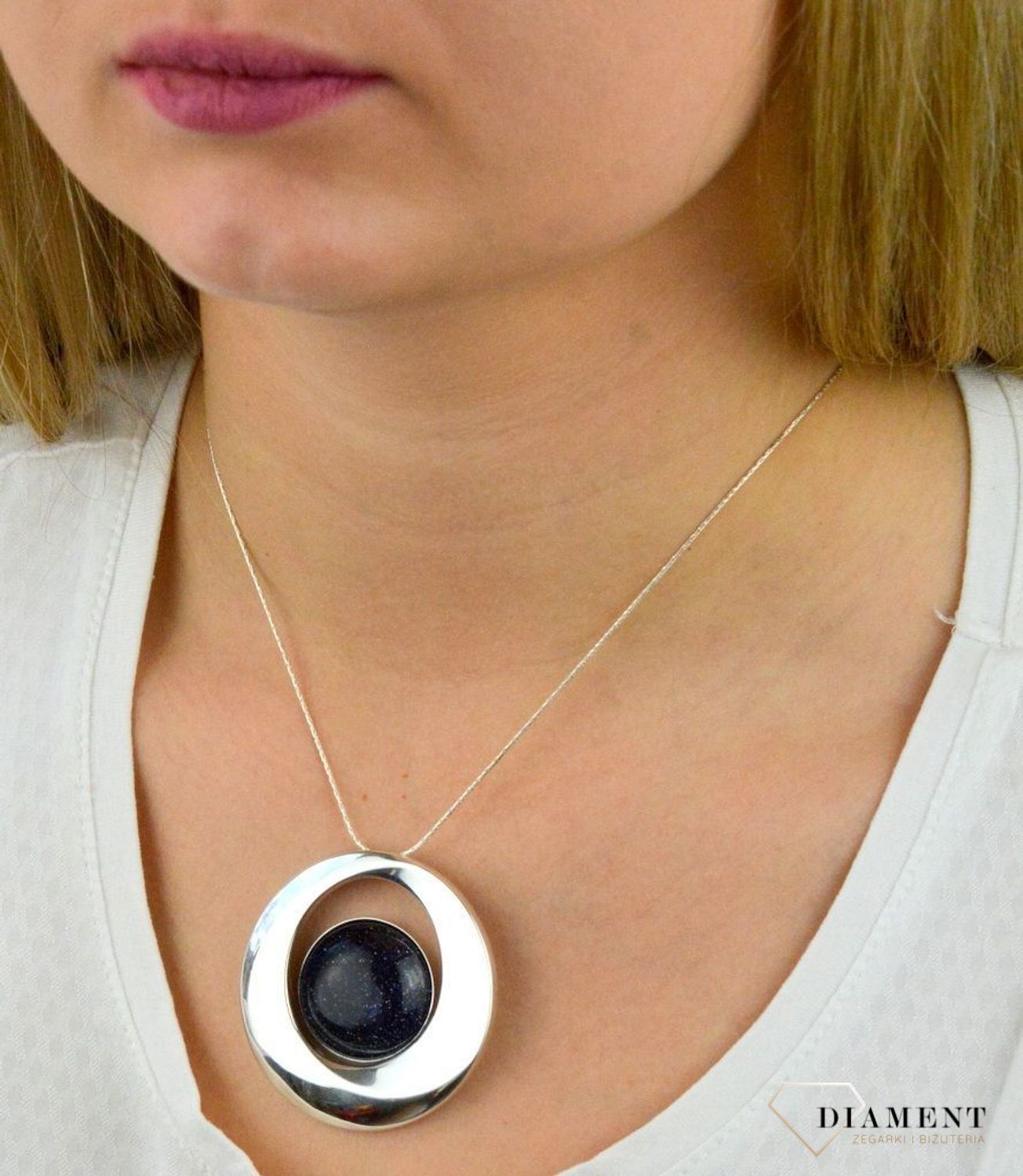 Srebrna zawieszka noc kairu okrągła DIA-ZAW-5494-925.jpg