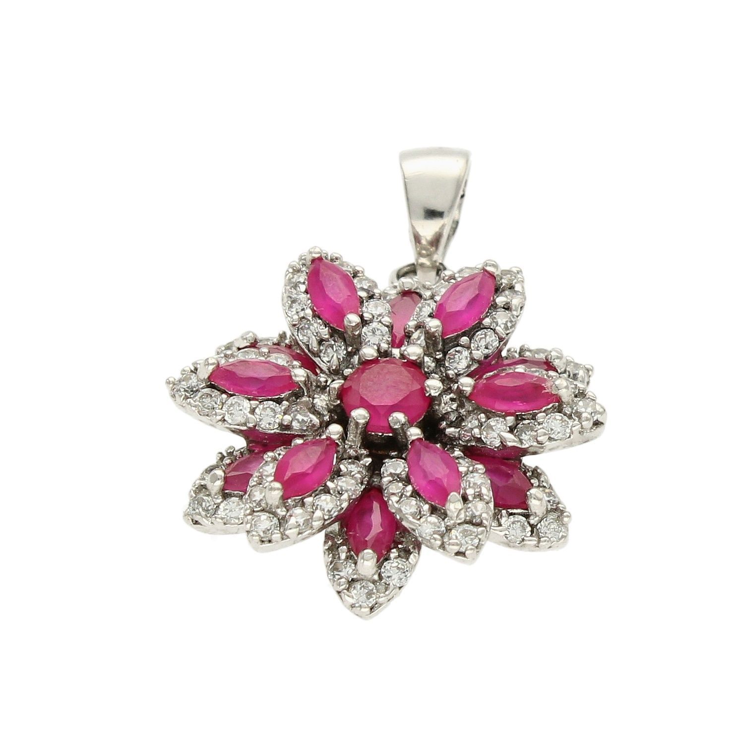 Srebrna zawieszka Kwiatek z różowymi cyrkoniami DIA-ZAW-5920-925. Srebrna zawieszka z cyrkoniami. Srebrna zawieszka z różowymi cyrkoniami. Zawieszka dla kobiety. Srebrna zawieszka idealna na prezent..jpg