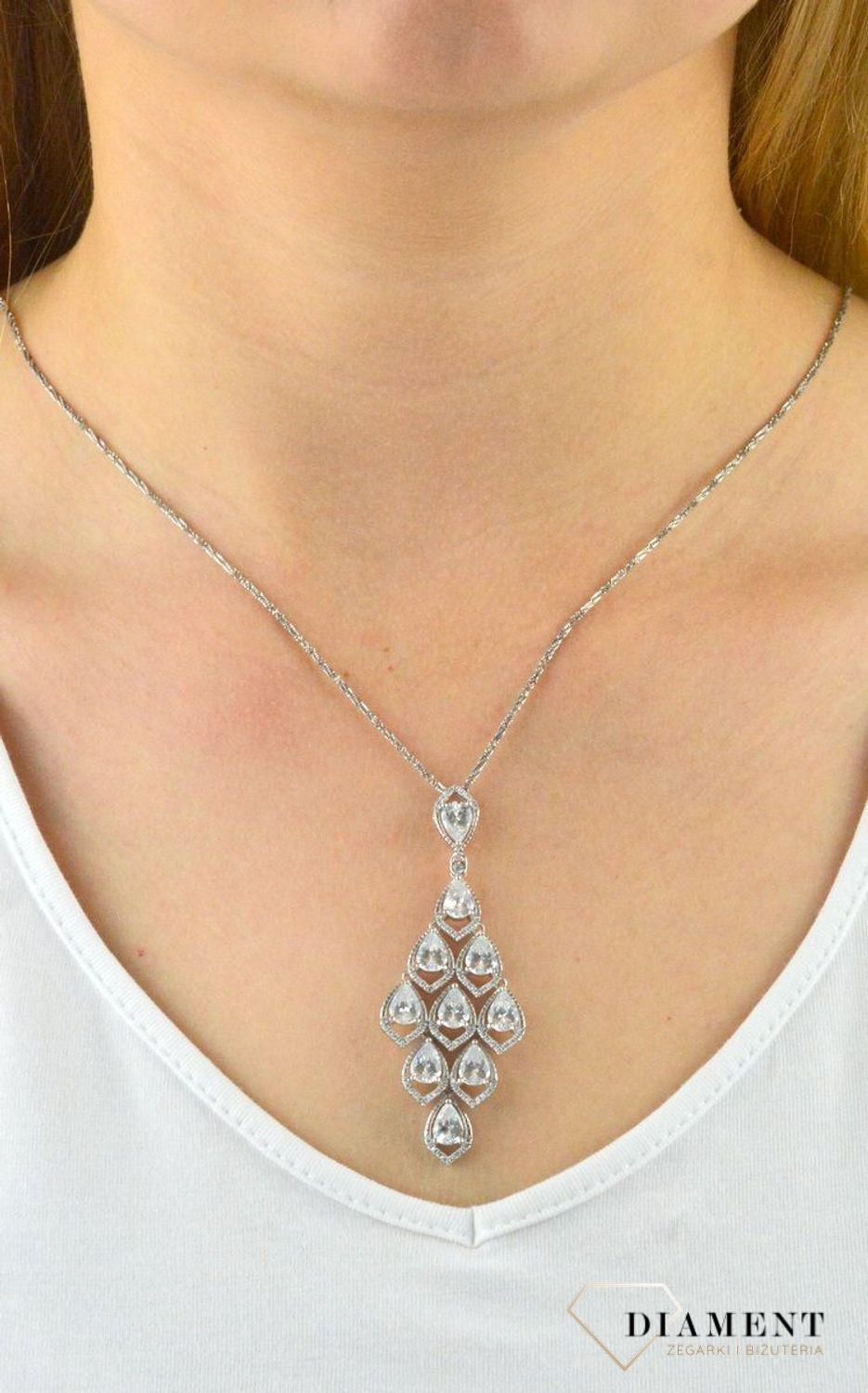 Zawieszka srebrna duża z cyrkoniami DIA-ZAW-6091-925. Zawieszka srebrna z cyrkoniami. Zawieszka duża srebrna. Zawieszka z cyrkoniami. Zawieszka dla każdej kobiety. Zawieszka idealna na prezent..jpg